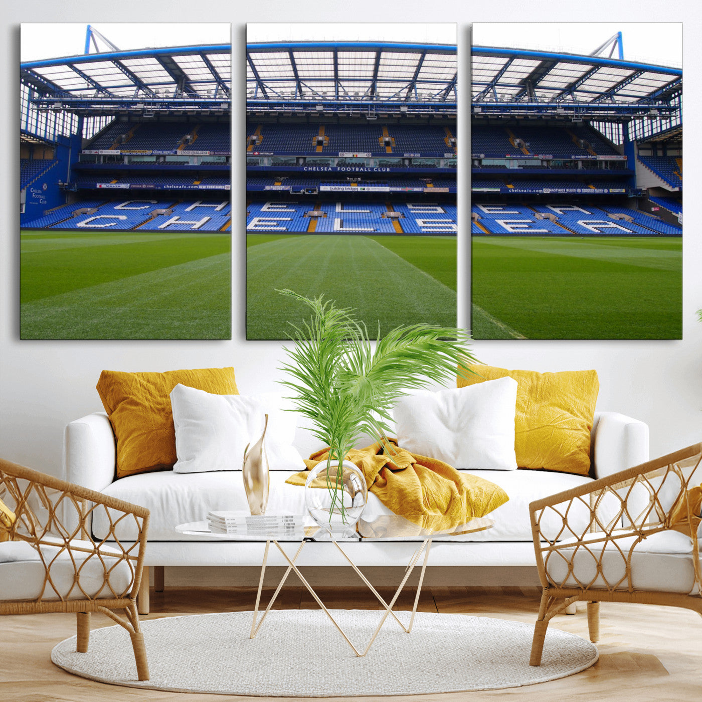 MGV-CV-60X30-3P - Stamford Bridge Chelsea Football Stadium Canvas Wall Art Print – Immersive Stadium Experience for