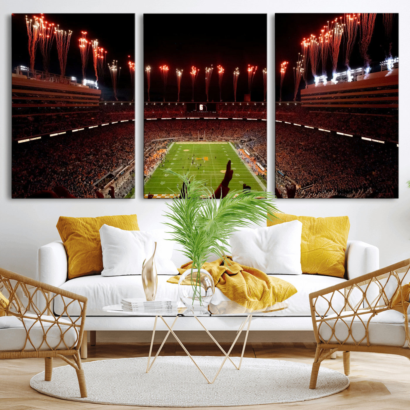 73358115-MGV-CV-60X30-3P - Tennessee Neyland Stadium Wall Art, Sports Arena Canvas Print, Panoramic Stadium Canvas Artwork for Home, Office