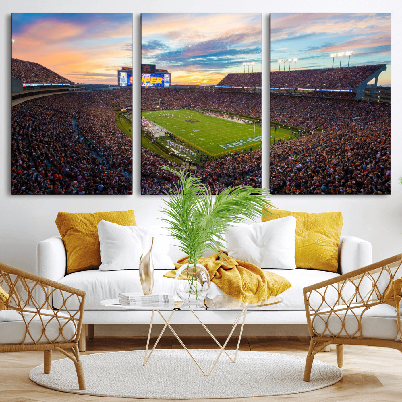 29755746-MGV-CV-36X24-Jordan-Hare Stadium Wall Art Canvas Print, Football Stadium Aerial View, College Sports Art for Man Cave or Game Room