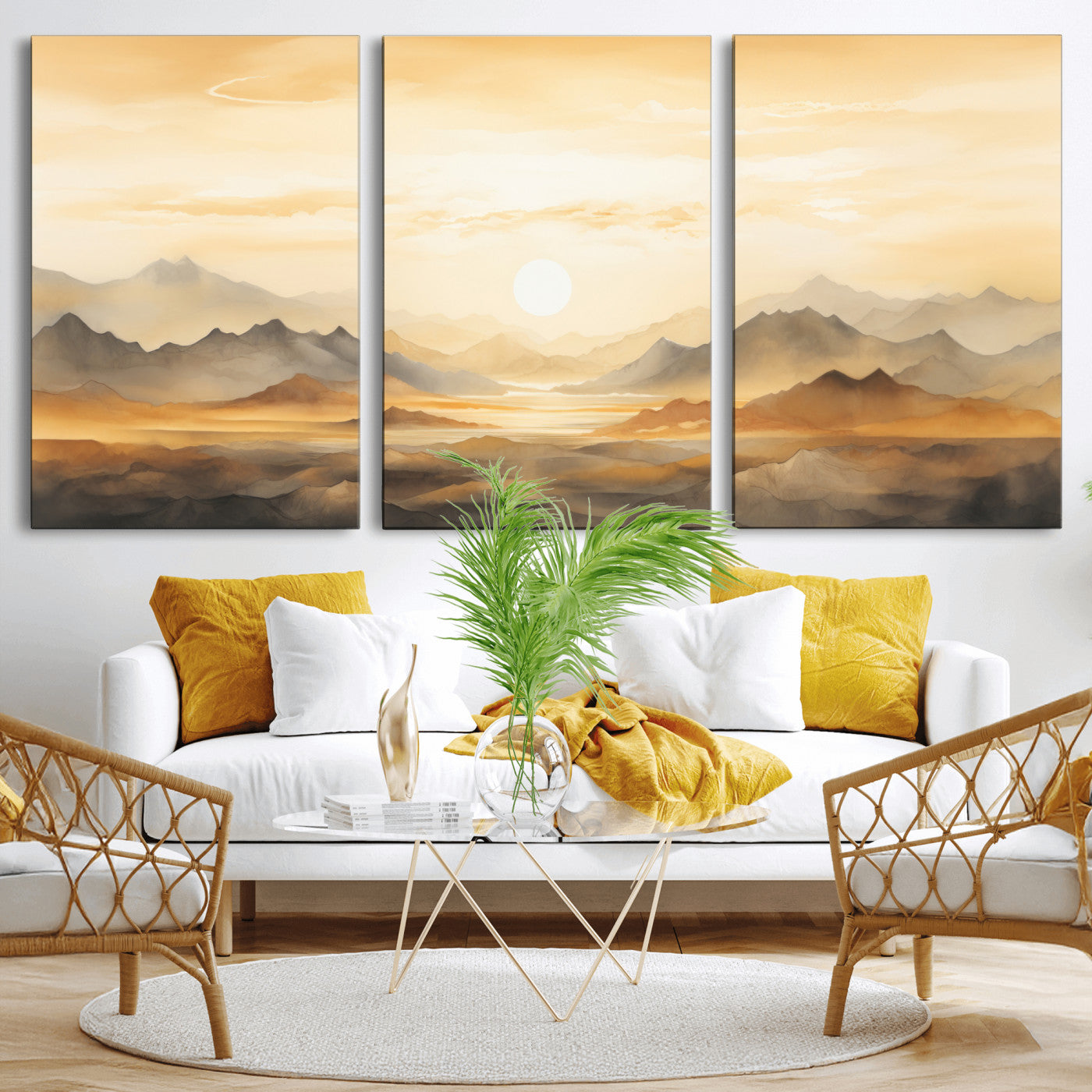 Nihat1-29-MGV-CV-36X24-Sepia Color Abstract Mountain Wall Art Canvas Print