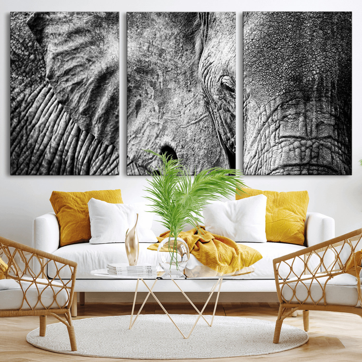 MGV-CV-60X30-3P - Wild Old Elephant Wall Art Canvas Print