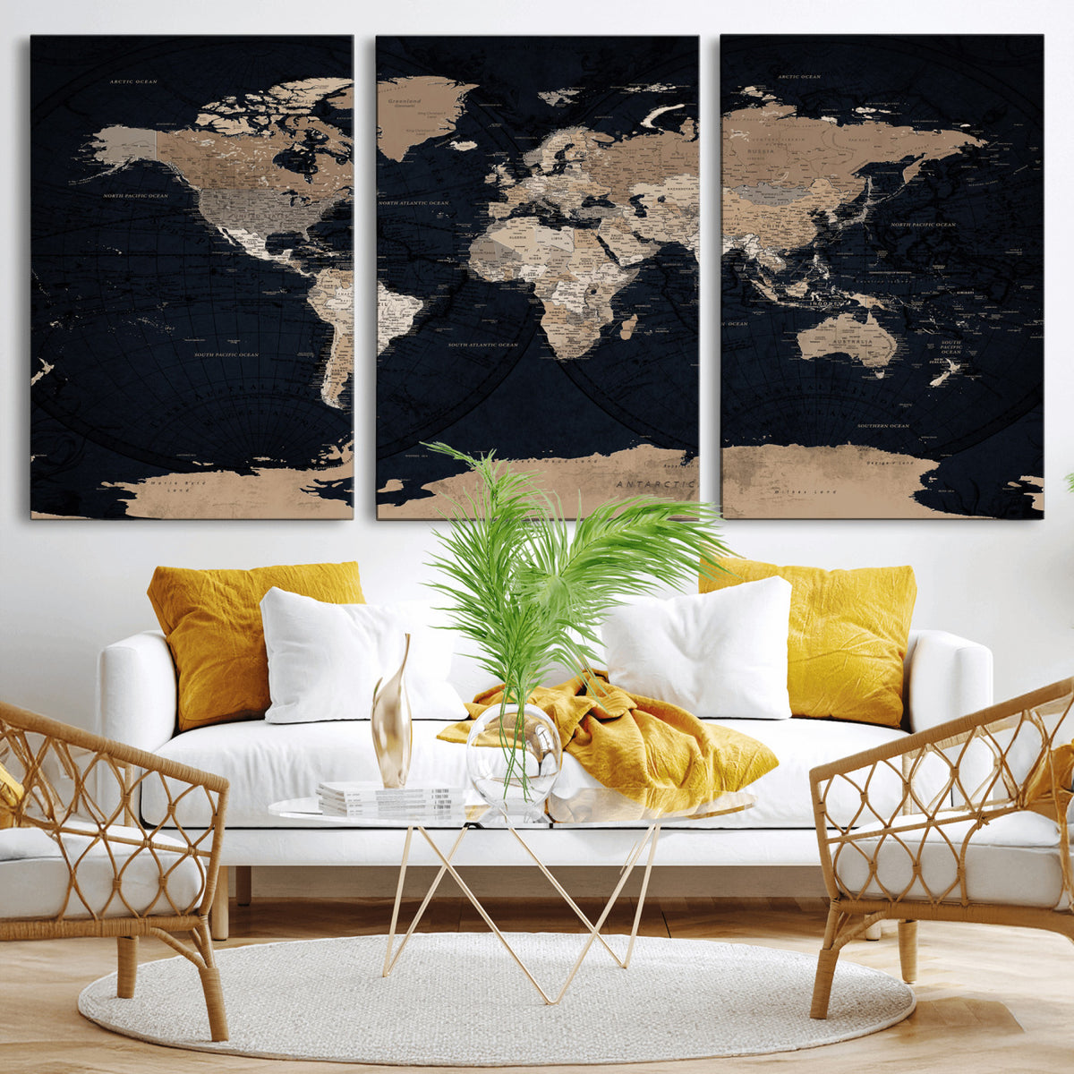 25812727-MGV-CV-36X24 - Grunge Wall Art World Map Canvas Print