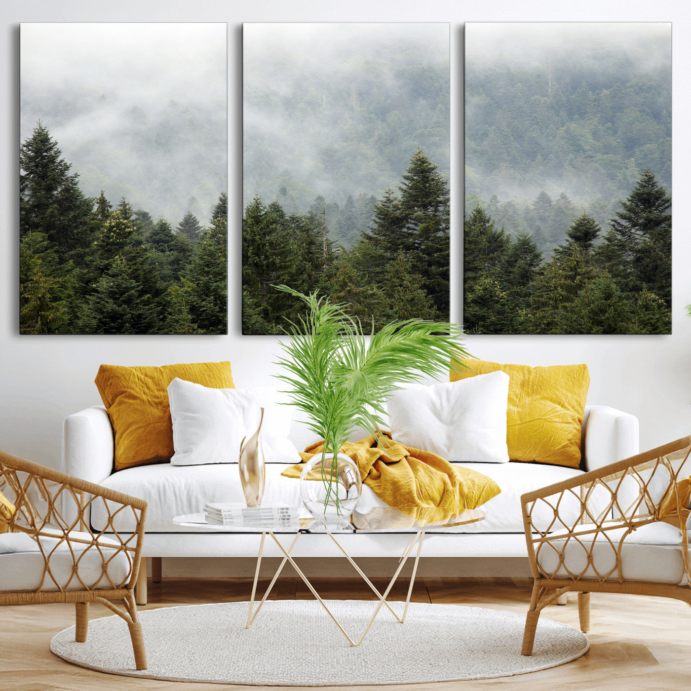 37010054-MGV-CV-36X24 - Misty Mountain Forest Wall Art Canvas Print