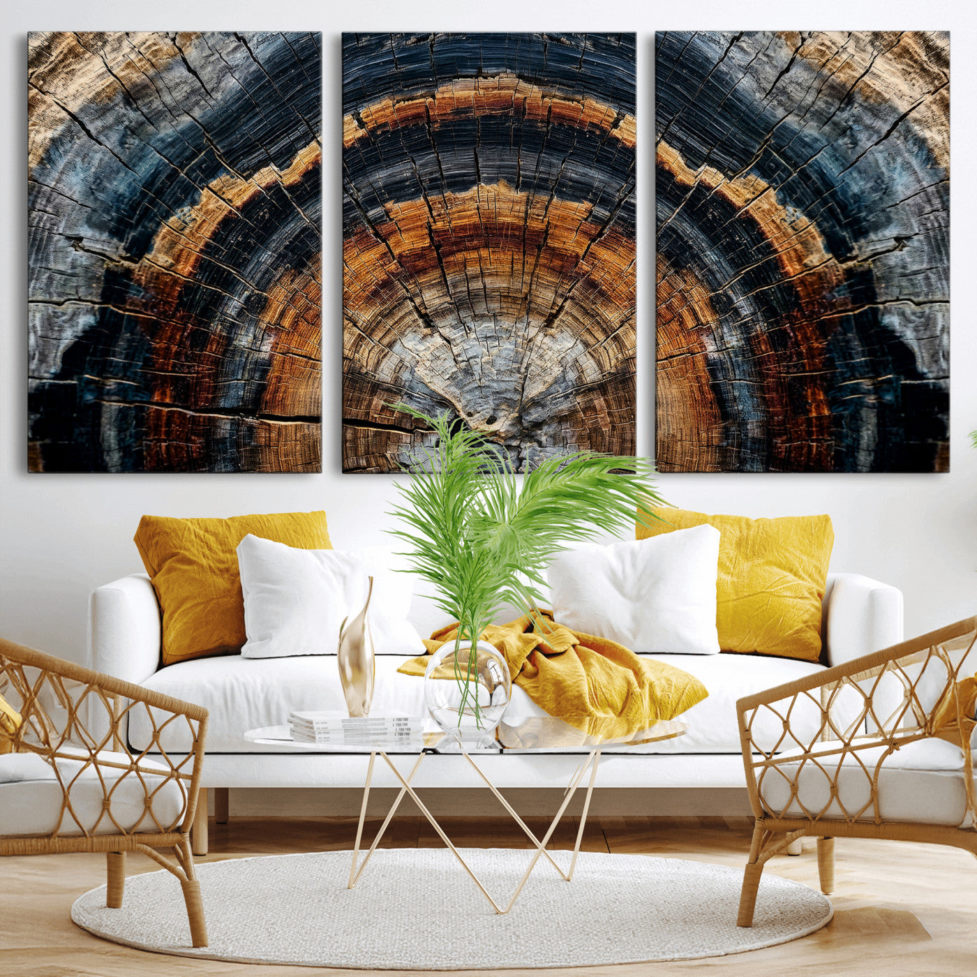 92693966A-MGV-CV-36X24 - Abstract Wood Grain Canvas Print, Tree Ring Pattern Wall Art, Framed Canvas Ready to Hang