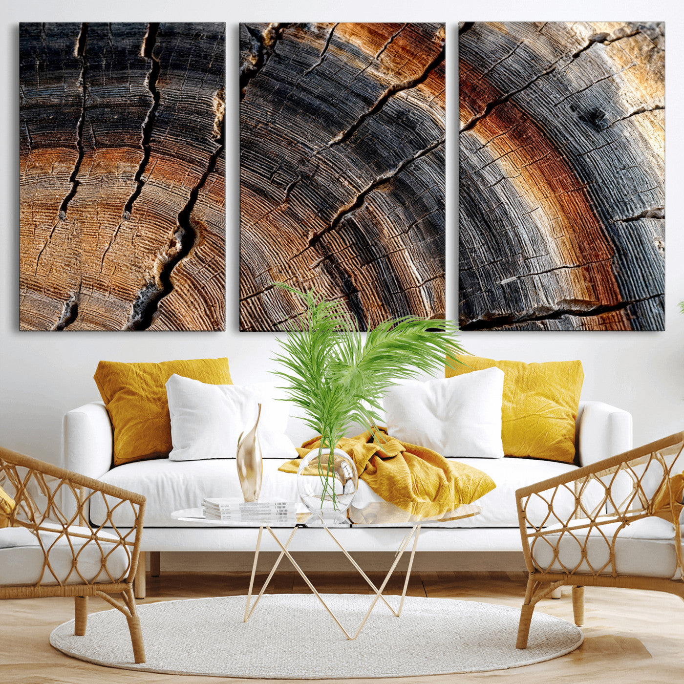 92693966E-MGV-CV-36X24 - Framed Large Abstract Wood Grain Canvas Print, Tree Ring Pattern Wall Art, Framed Canvas Ready to Hang