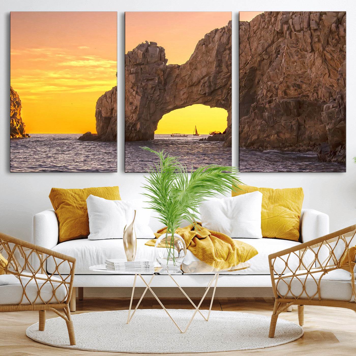 66414515-MGV-CV-36X24 - El Arco Cabo San Lucas Ocean Arch Wall Art Canvas Print, Baja California Rock Arch Seascape Canvas Print, Mexico Coastal Landmark Scenic Art Printing