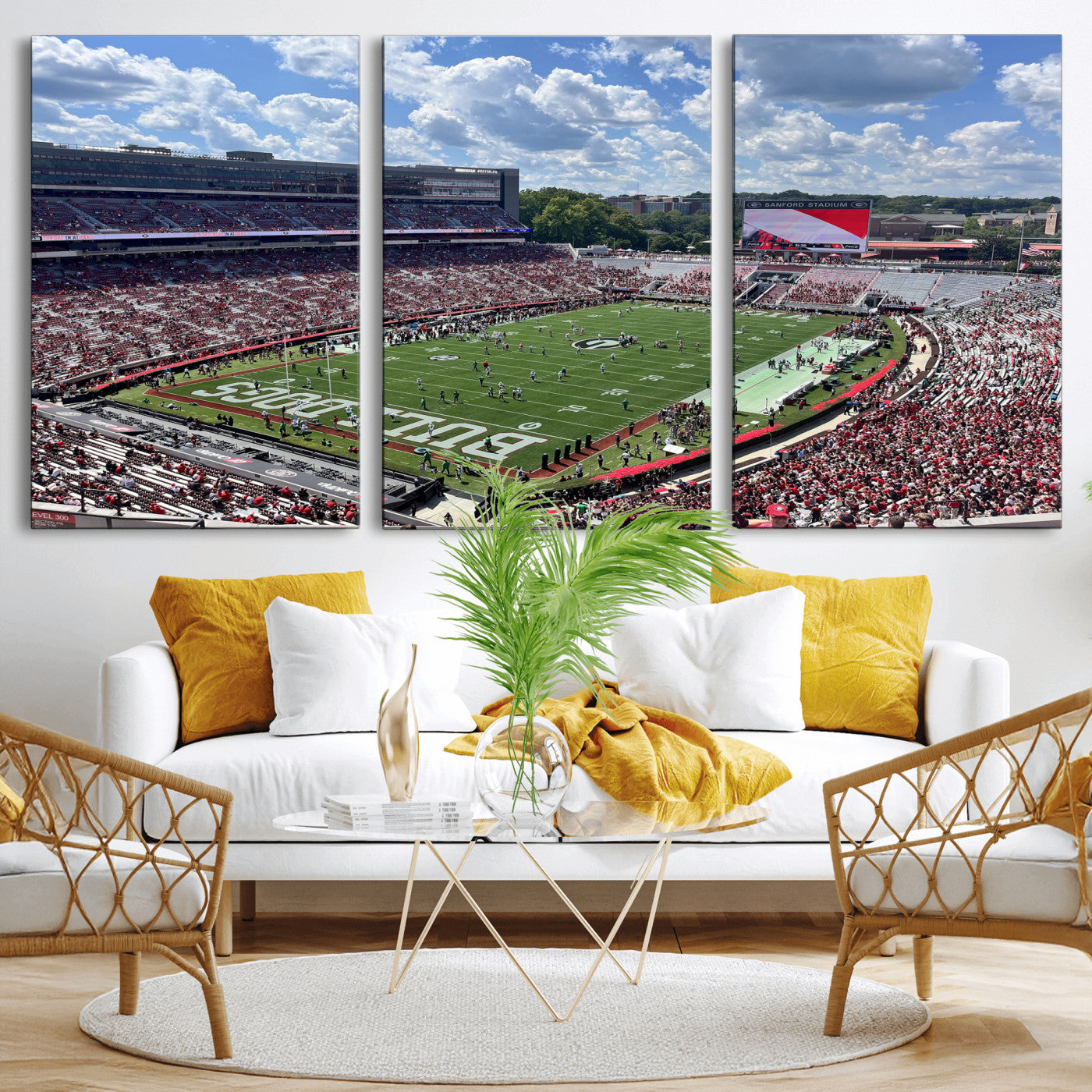 10665453-MGV-CV-36X24 - Georgia Bulldogs Stadium Wall Art Canvas Print, Sanford Stadium Football Field Panorama, College Football Game Day Wall Decor