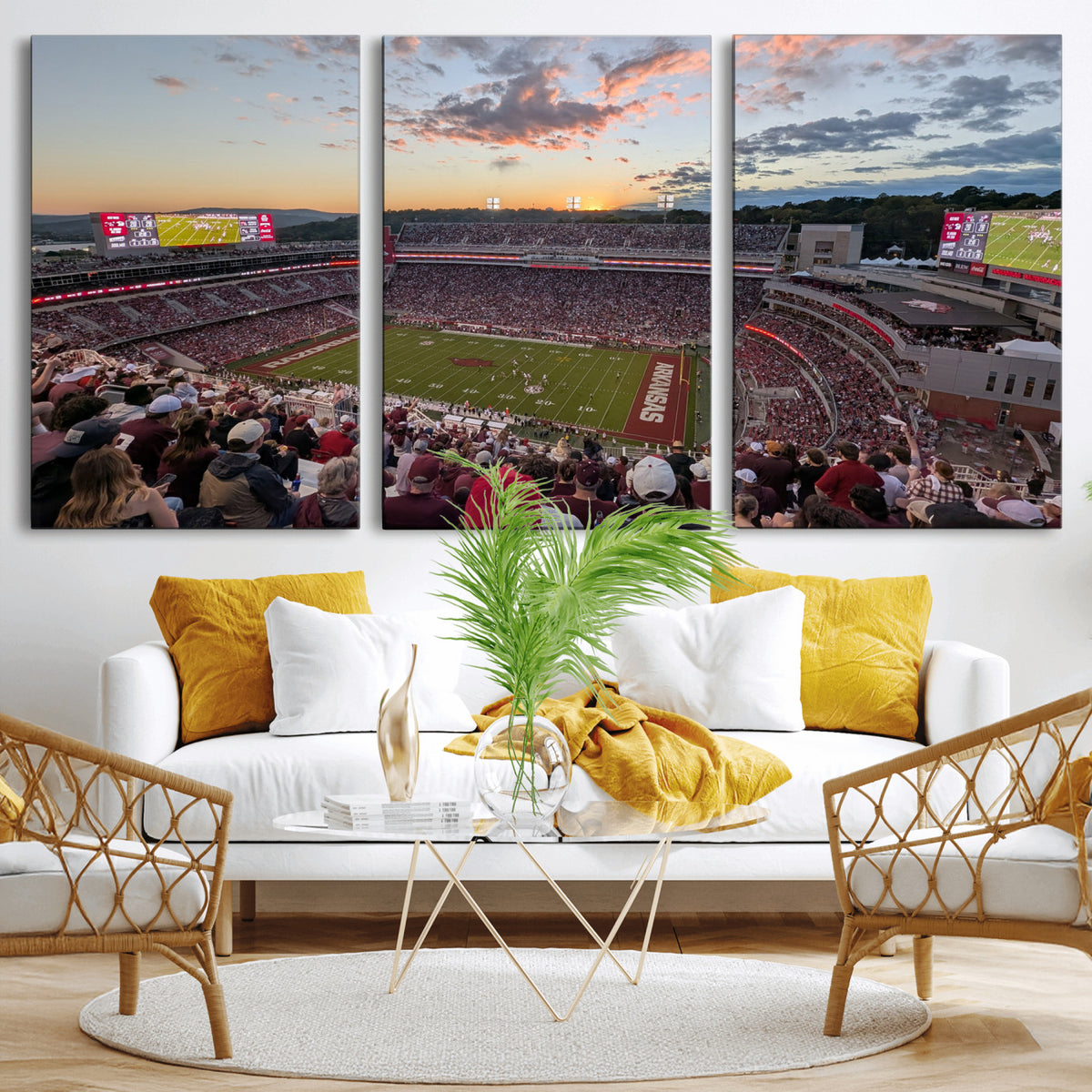 71837429-MGV-CV-36X24 - Donald W. Reynolds Razorback Stadium Wall Art Canvas Print – Arkansas Razorbacks Football Artwork for Home, Office, and Sports Room Decor