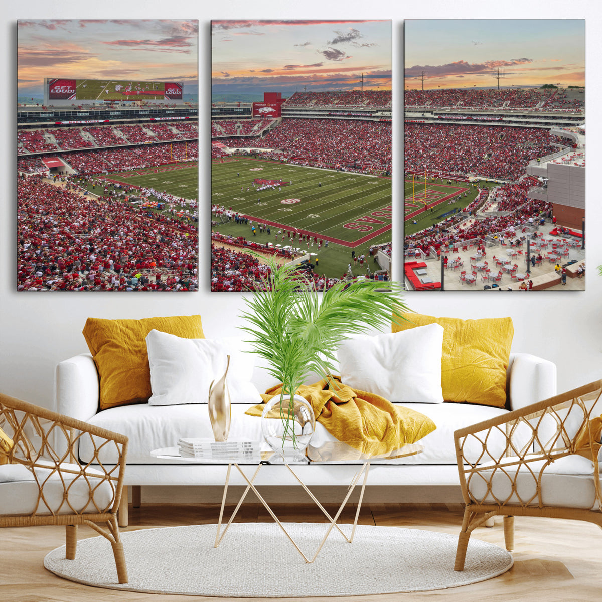 82233065-MGV-CV-36X24 - Donald W. Reynolds Razorback Stadium Wall Art Canvas Print – Arkansas Razorbacks Football Artwork for Home, Office, and Sports Room Decor