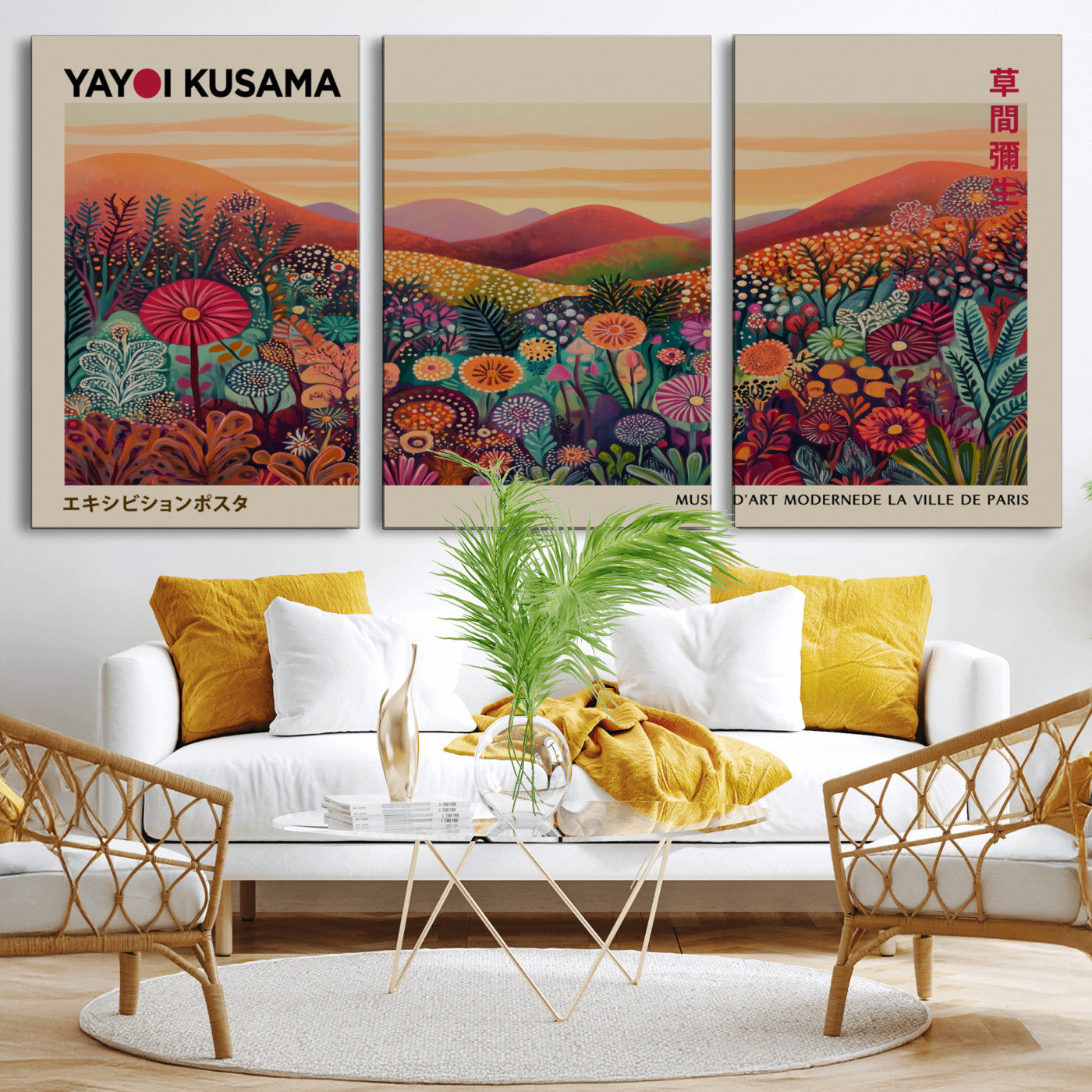 536X9-MGV-CV-36X24 - Yayoi Kusama Colorful Landscape Wall Art Canvas Print – Japanese Contemporary Exhibition Poster Artwork Print