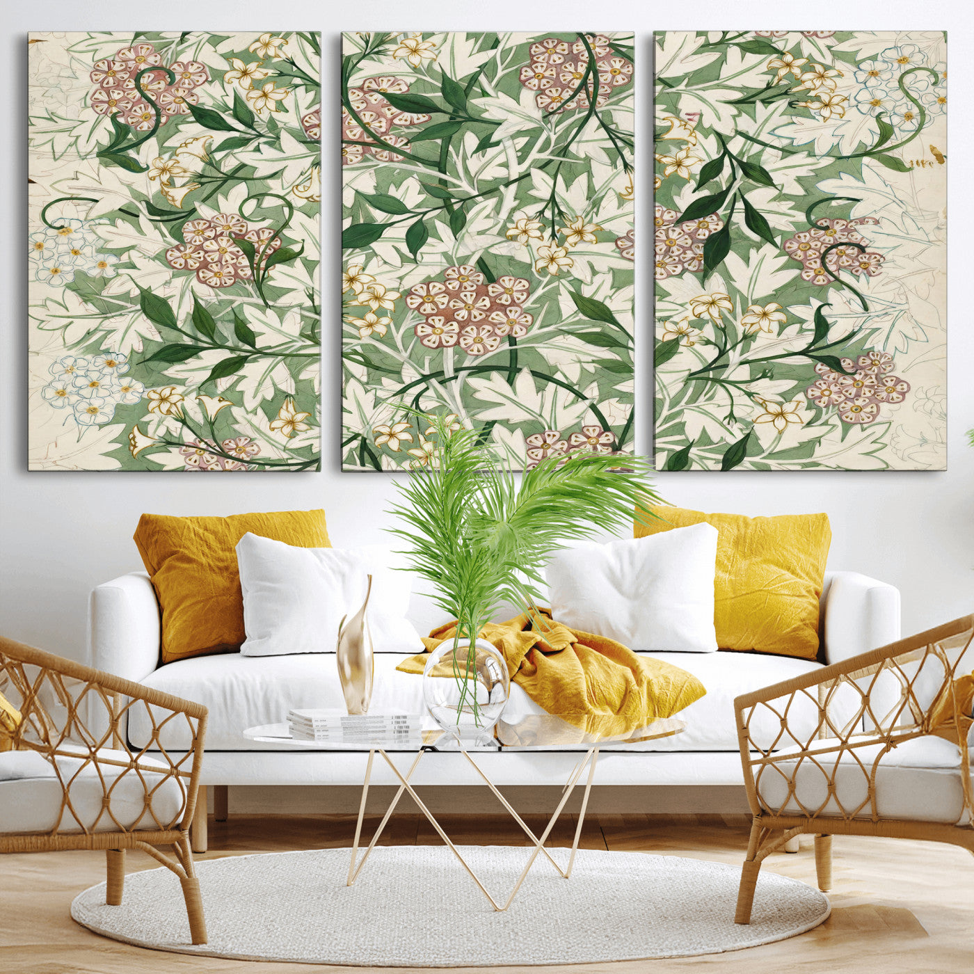 33560597-MGV-CV-36X24 - William Morris Jasmine 1872 Canvas Wall Art — Arts and Crafts Botanical Print | Vintage Green Floral Decor | Cottagecore Gift | Classic Art