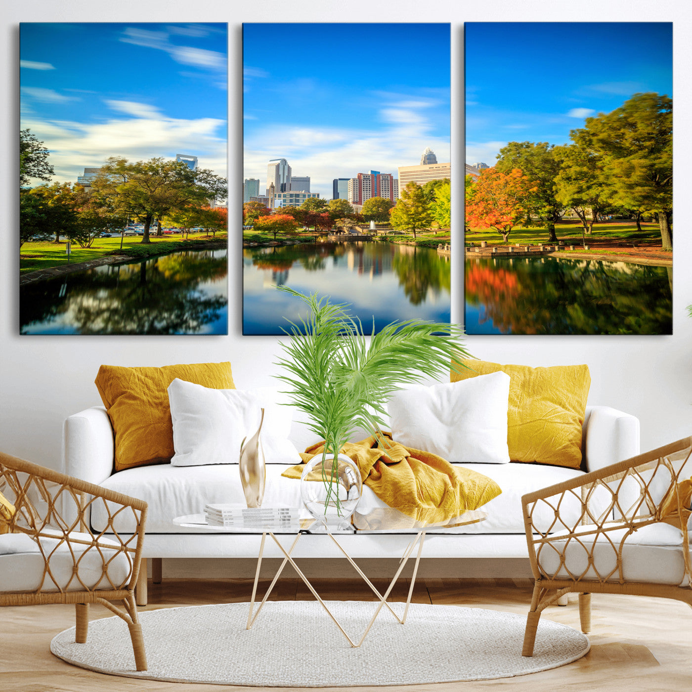 83254720-MGV-CV-36X24 - Charlotte Skyline Canvas Wall Art Print – North Carolina Cityscape Photography Print