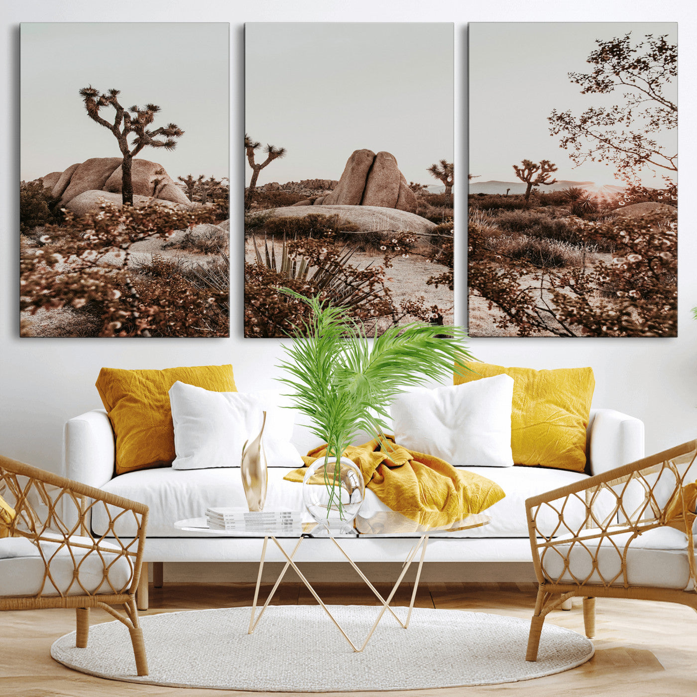75778944-MGV-CV-36X24 - Joshua Tree Desert Canvas Wall Art Print - Desert Landscape Photography, Boho Southwest Wall Decor, Nature Canvas - Ready to Hang