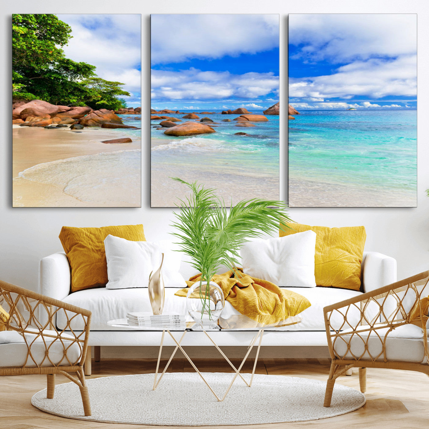 81980382-MGV-CV-36X24 - Seychelles Beach Canvas Wall Art - Anse Intendance Turquoise Ocean Print