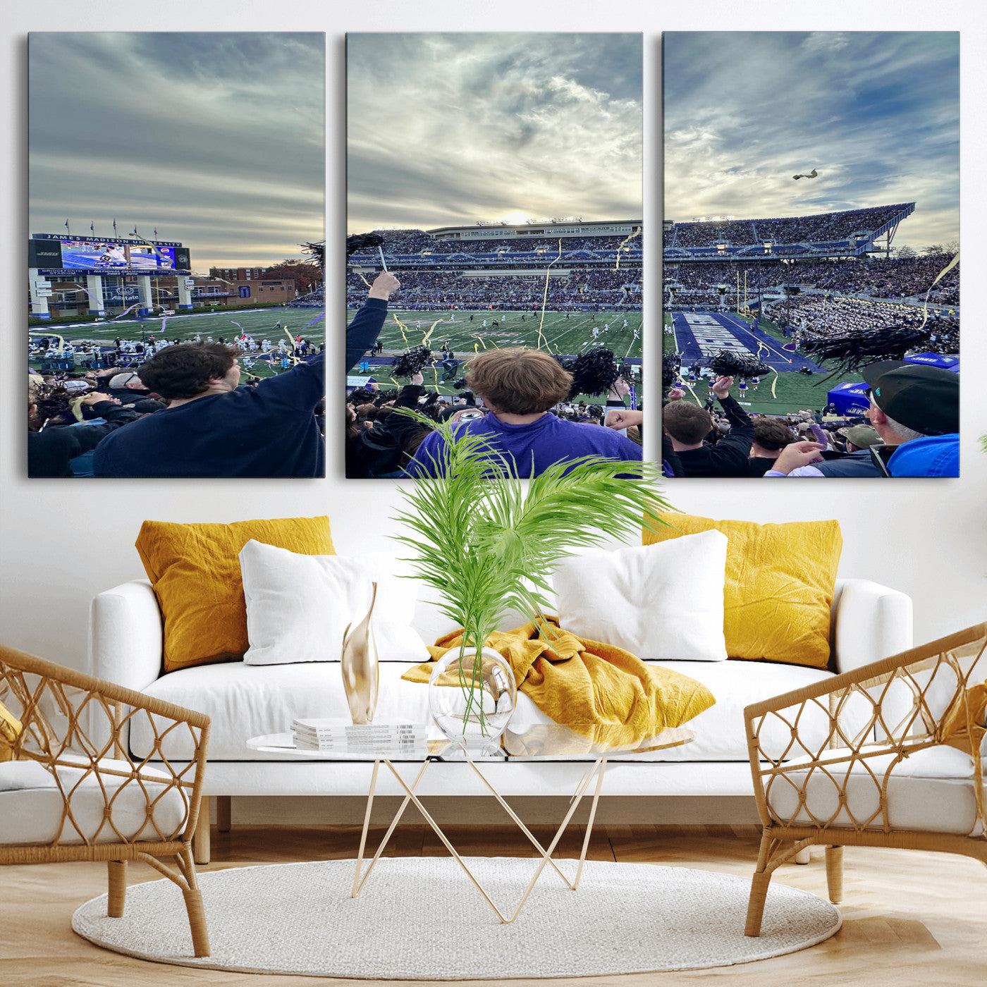 400867JMU-MGV-CV-36X24 - JMU Stadium Wall Art Canvas Print for Game Room Decor - James Madison University Stadium