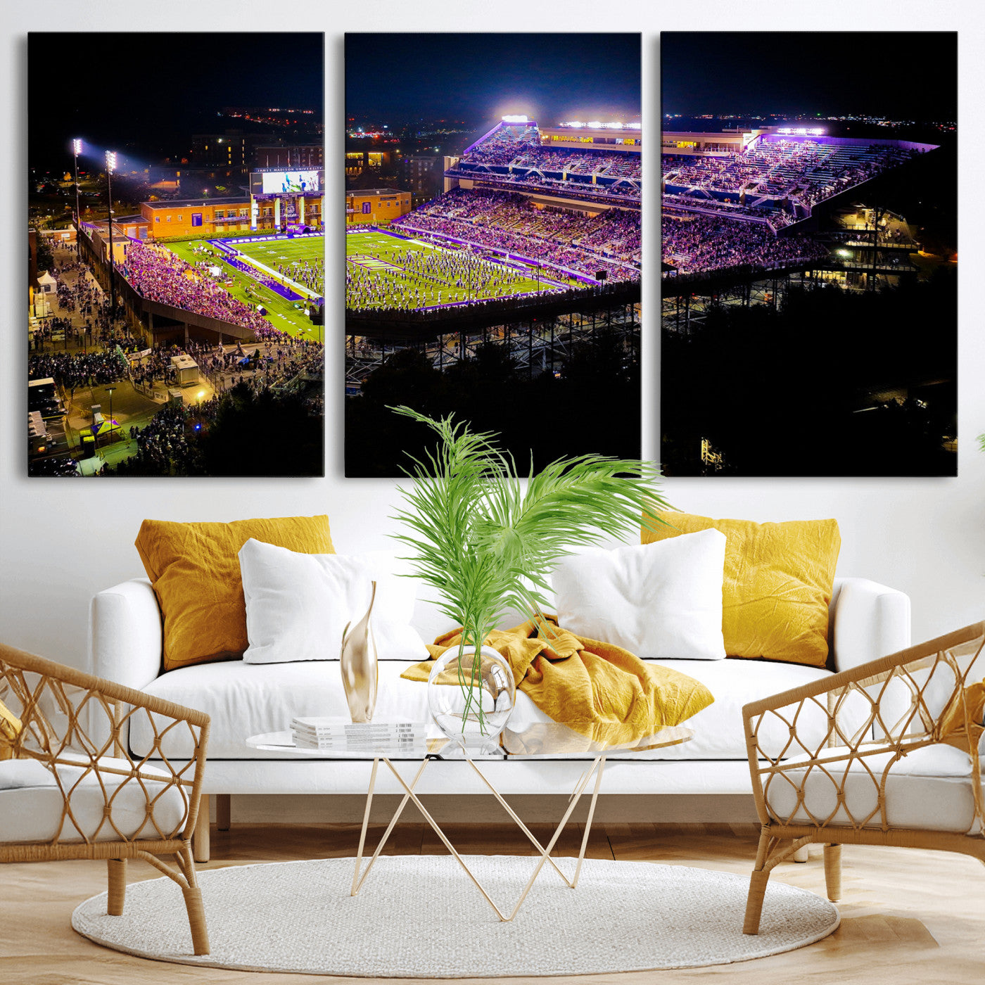 400867JMU2-MGV-CV-36X24 - JMU Stadium Wall Art Canvas Print for Game Room Decor - James Madison University Stadium