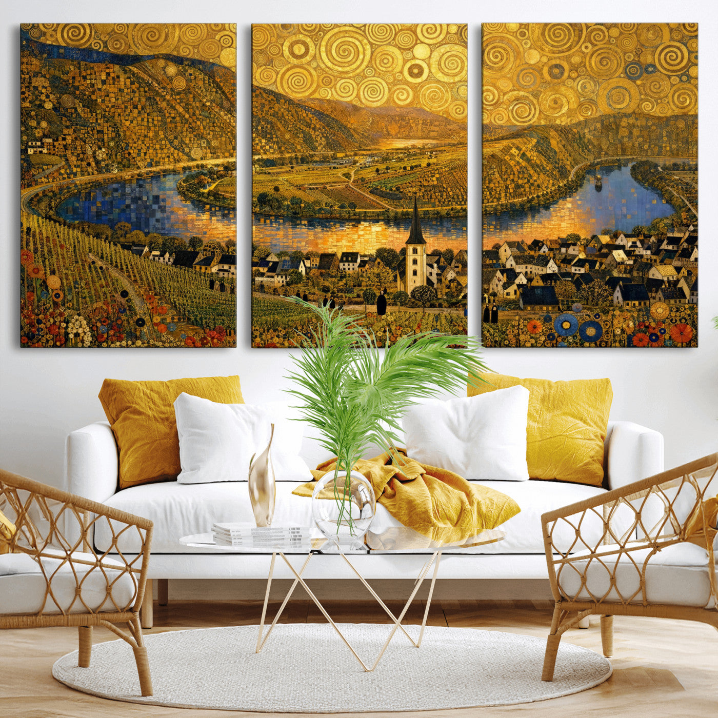 33713008-MGV-CV-36X24 - Gustav Klimt Style Mosel City Wall Art Canvas Print