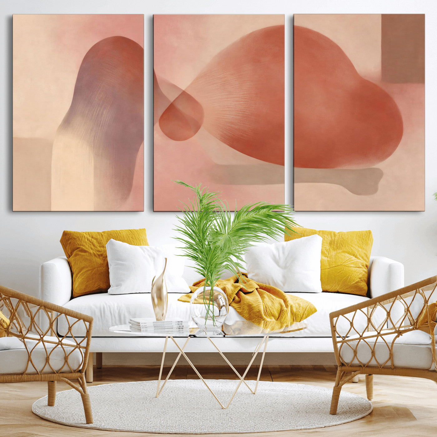 85110643-MGV-CV-36X24 - Vinna Begin Calin Biomorphic Abstract Wall Art Canvas Print, Terracotta Pink Organic Shapes Art Painting Print