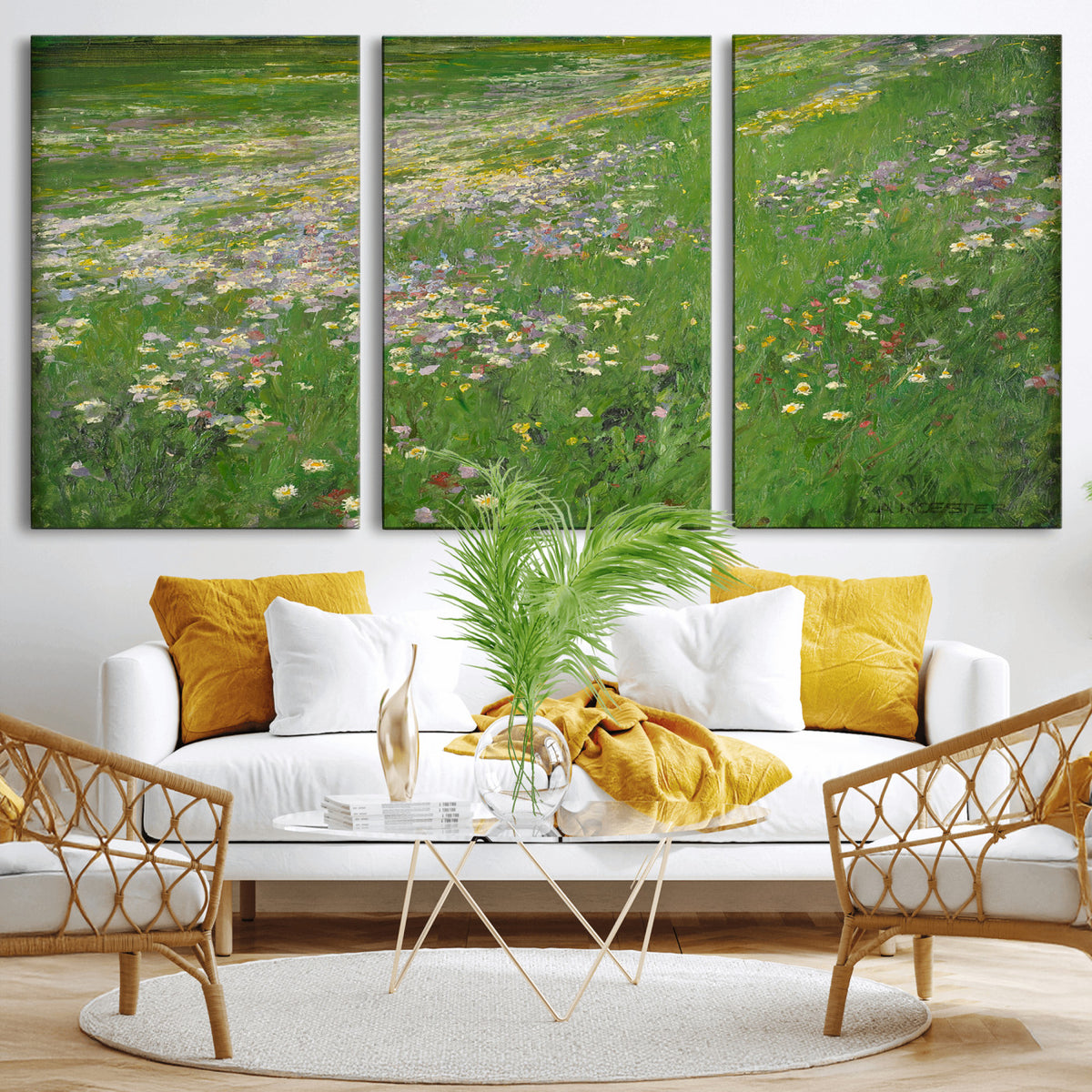 63535040-MGV-CV-36X24 - Alexander Koester Flower Meadow Canvas Wall Art, Vintage Landscape Print