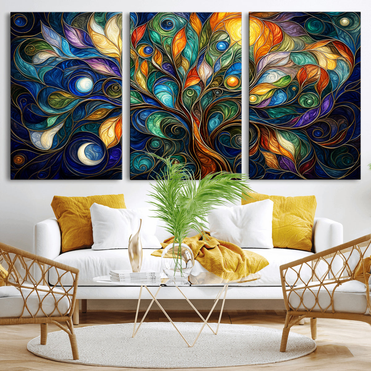 60127105-MGV-CV-36X24 - Psychedelic Tree Of Life Wall Art - Vibrant Swirl Cosmic Nature Decor