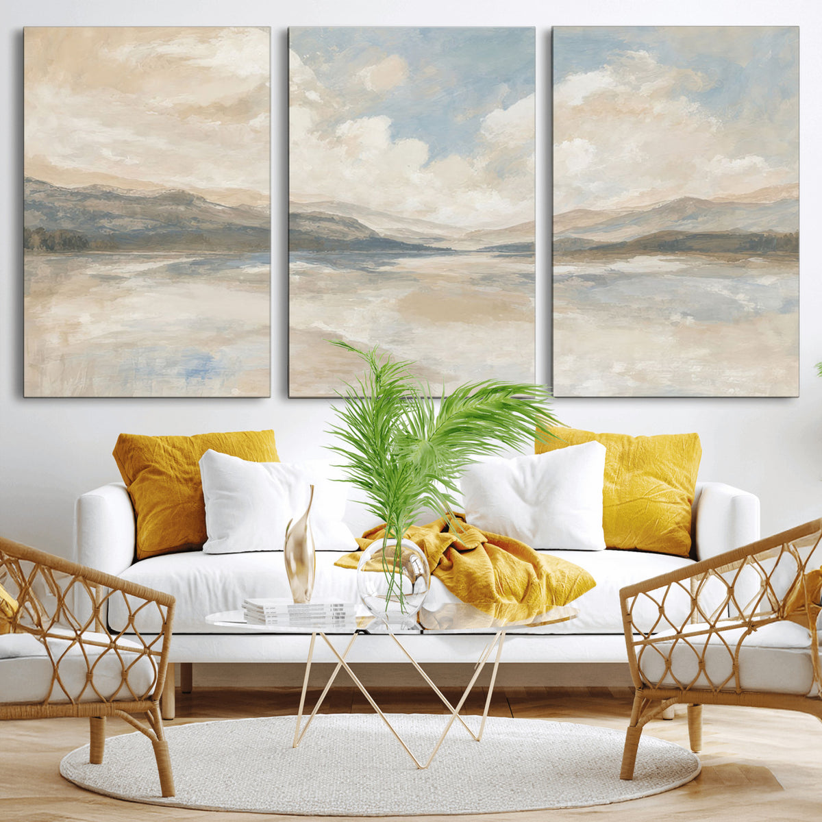 12998065-MGV-CV-36X24 - Serene Mountain and Lake Landscape Canvas Wall Art