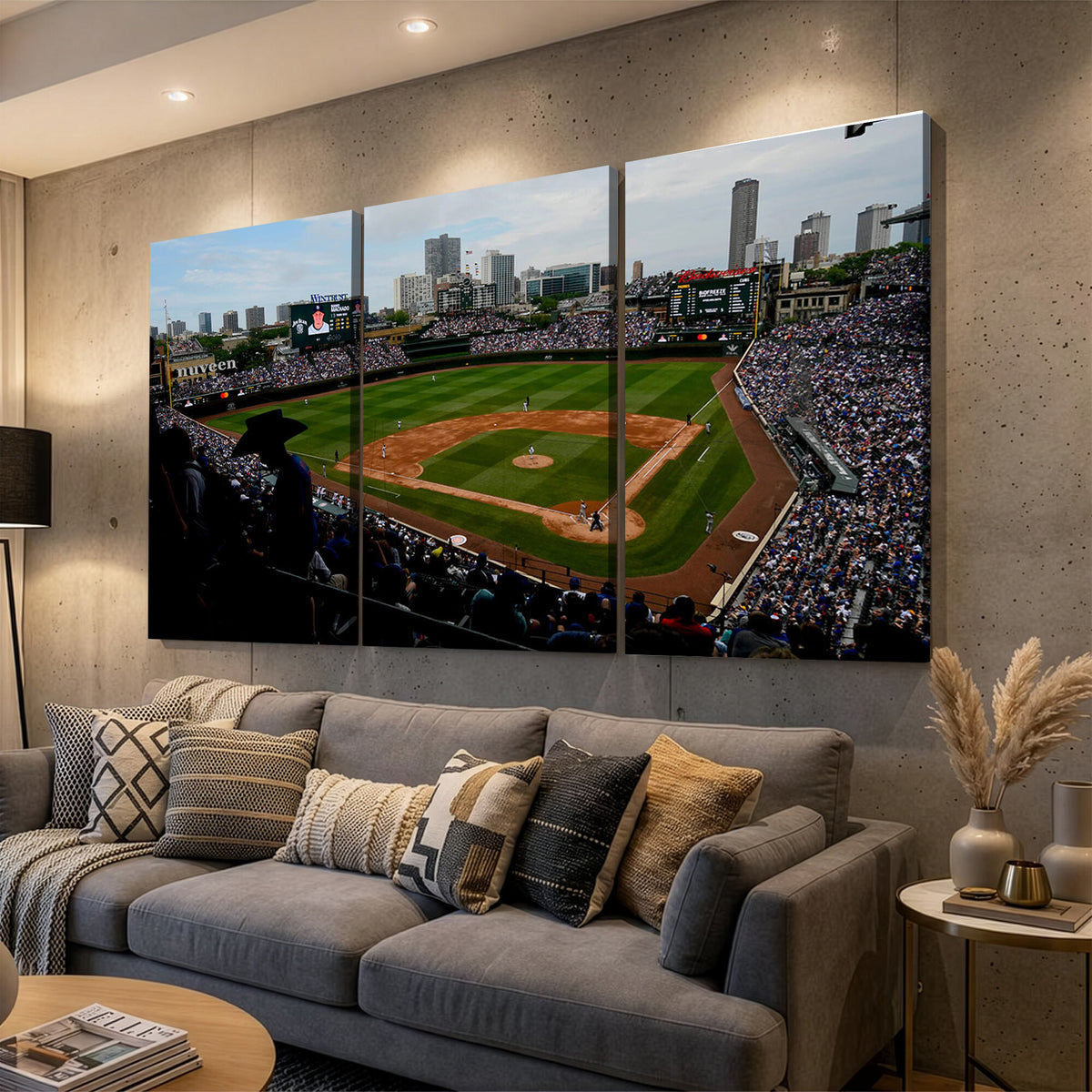34859D-MGV-CV-36X24 - Chicago Cubs Baseball Team Print - Wrigley Field Stadium