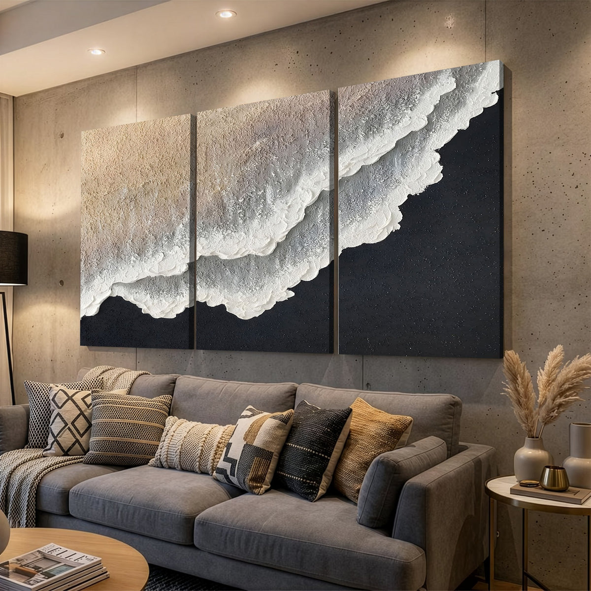 42307004-MGV-CV-24X16 - Ocean Wave and Sand Coastal Wall Art, Modern Beach Decor for Living Room