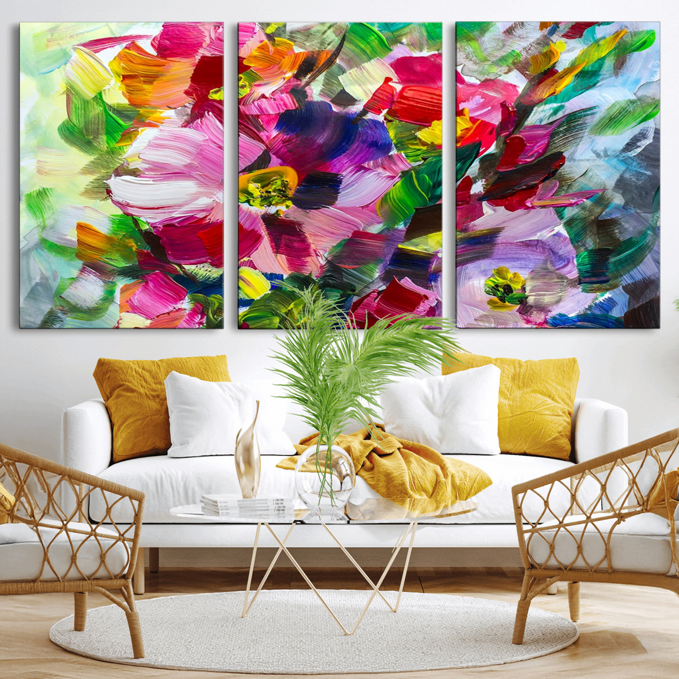 MGV-CV-60X30-3P - Oil Flower Abstract Canvas Print