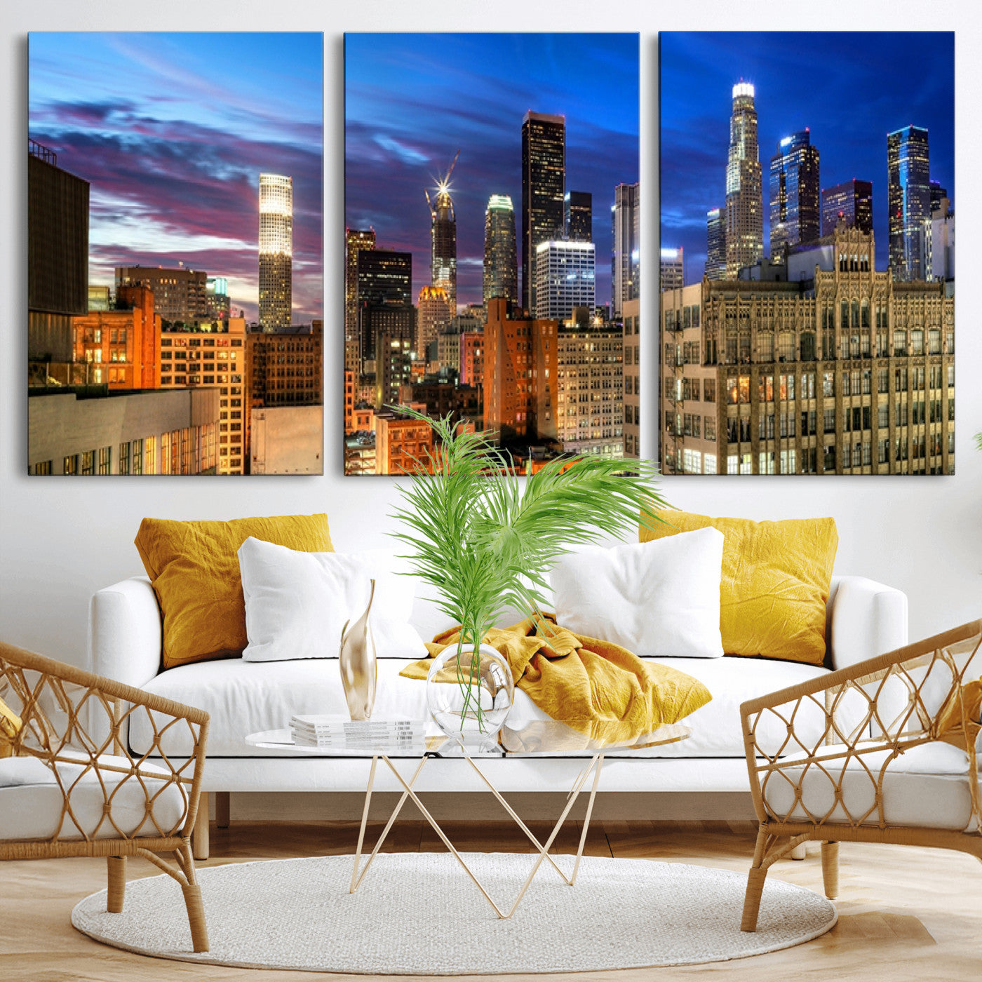 MGV-CV-60X30-3P - Los Angeles Night Wall Art Canvas Print