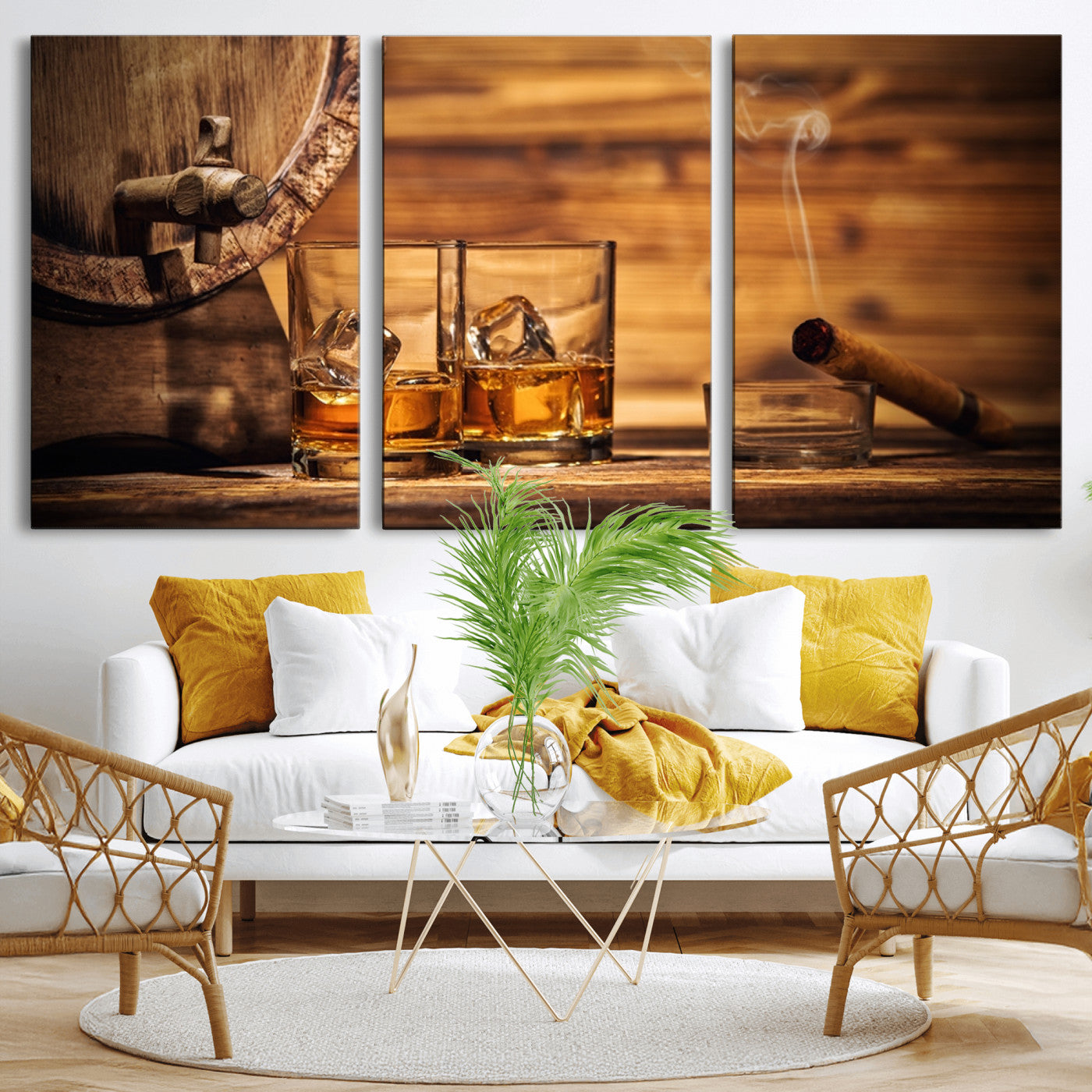 MGV-CV-60X30-3P - Rustic Whiskey and Barrel Canvas Print