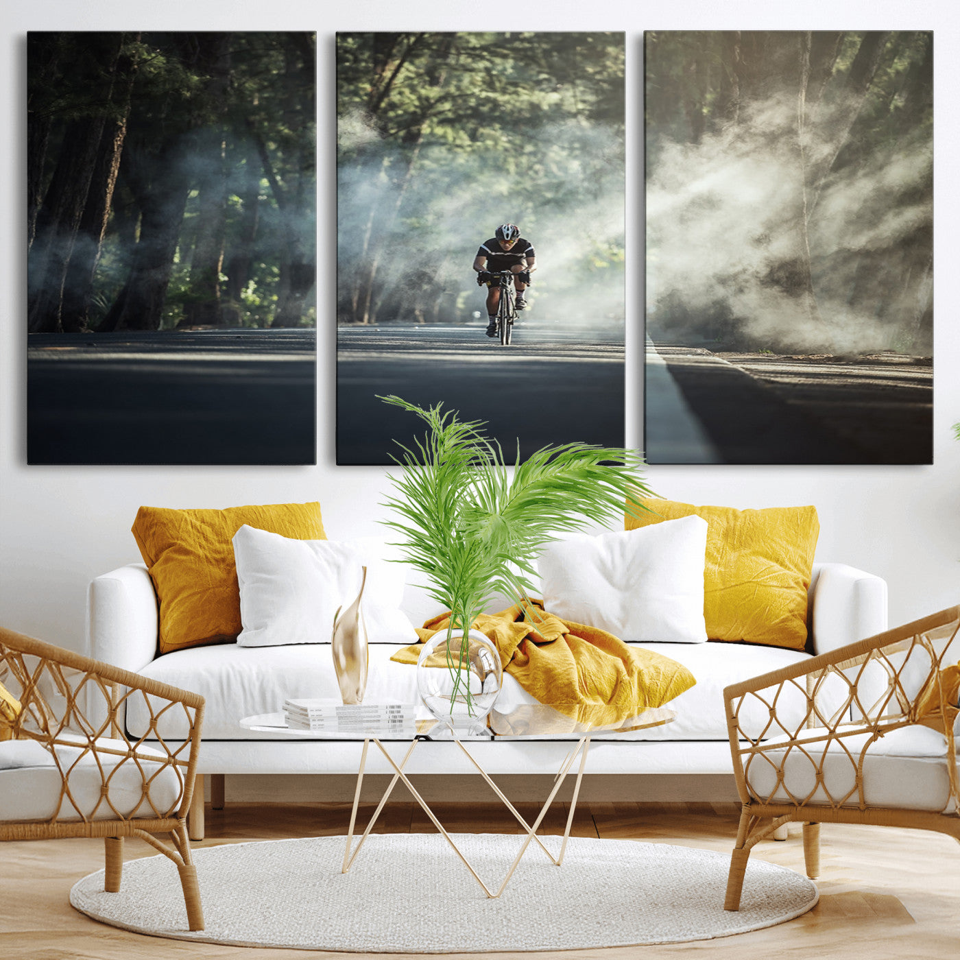 MGV-CV-60X30-3P - Cycling Road Bike in the Morning, Cycling Road Bike Canvas Print