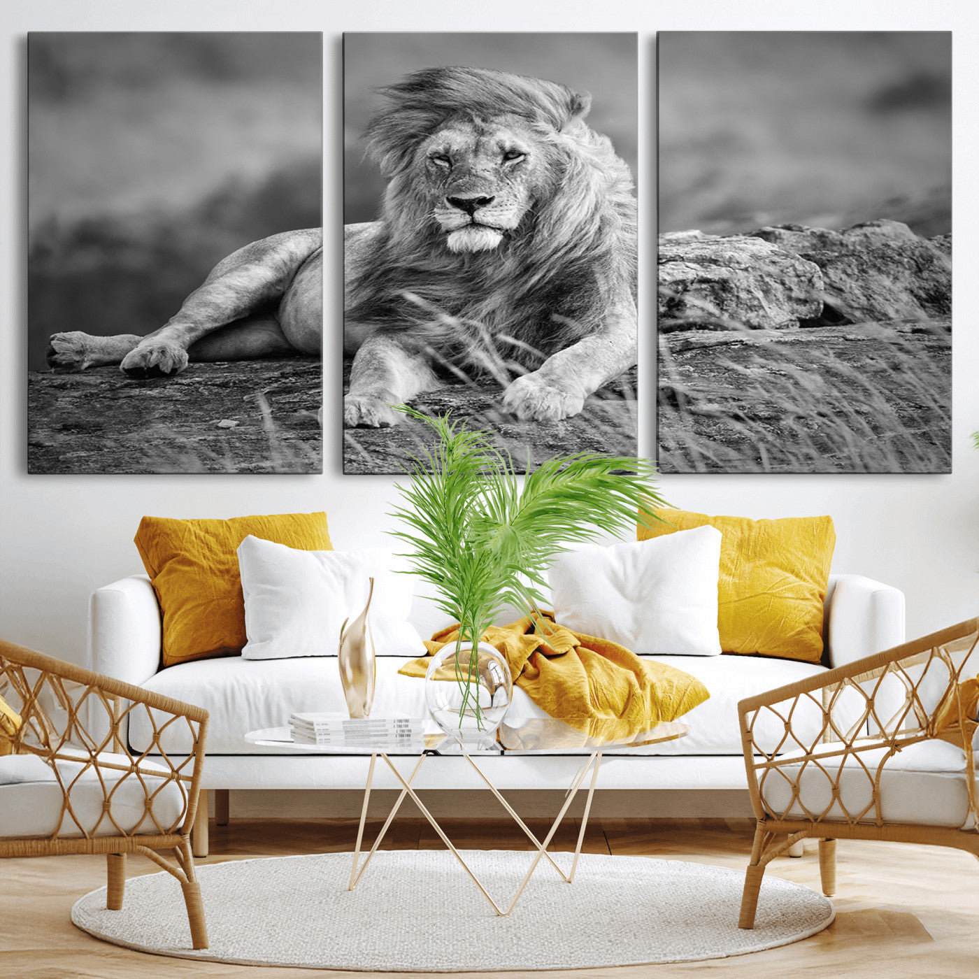 MGV-CV-60X30-3P - King of Forest Lion Wall Art Canvas Print