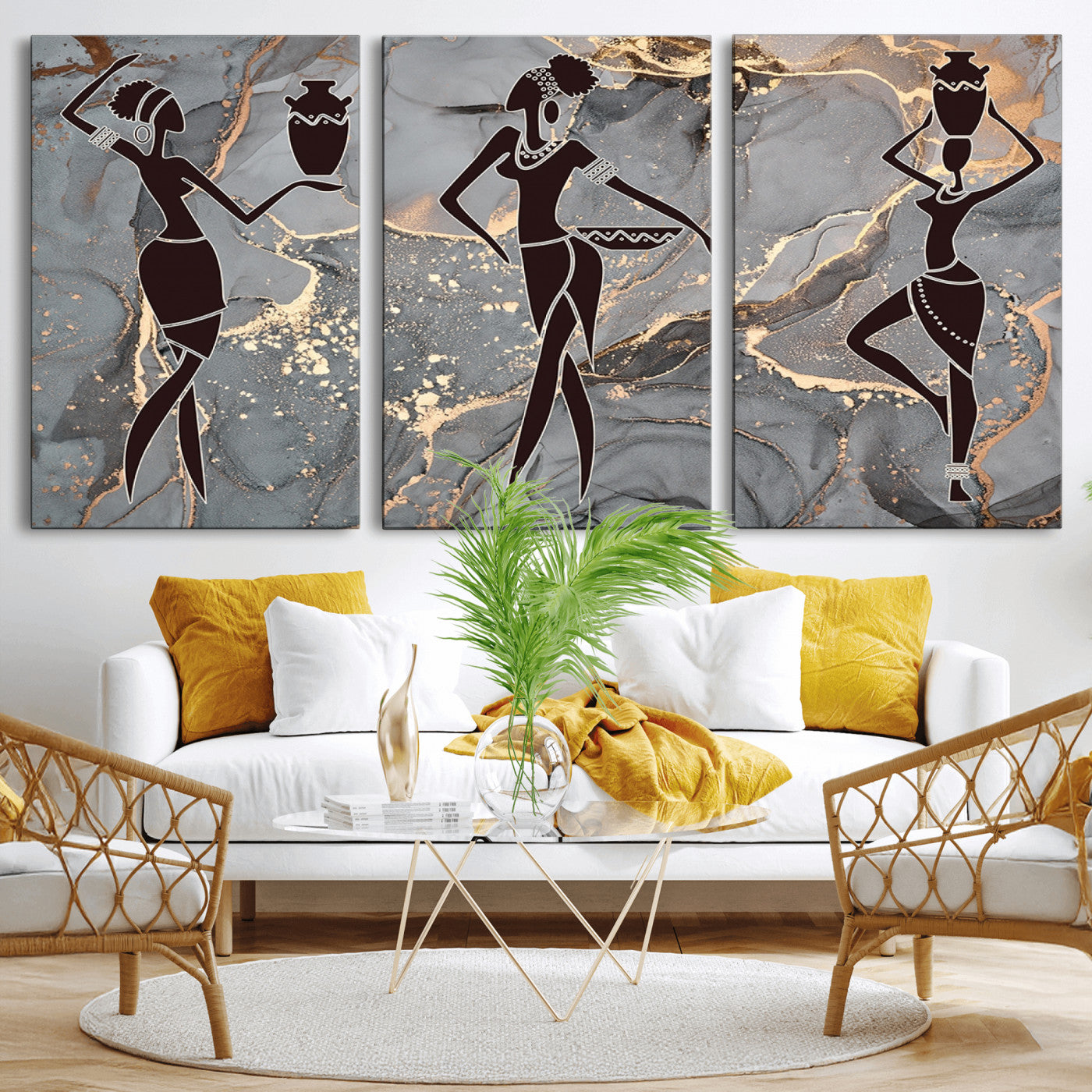 MGV-CV-60X30-3P - Abstract African Womens Art Canvas Print