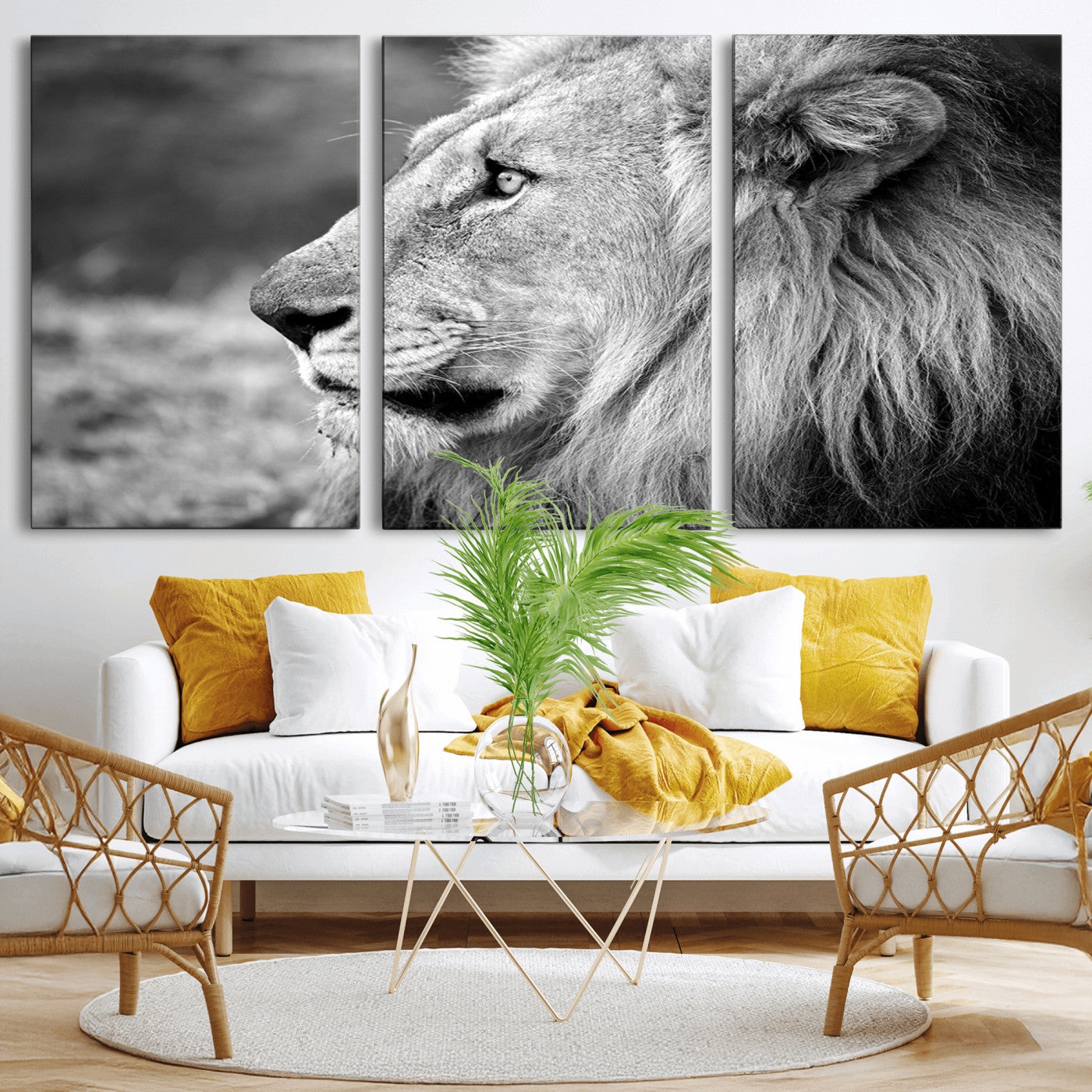 MGV-CV-60X30-3P - African Lion Wall Art Canvas Print