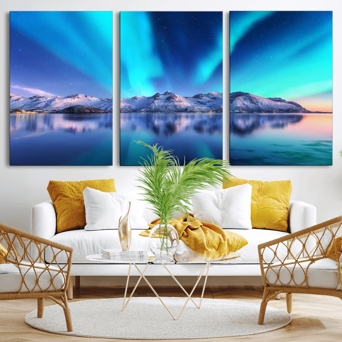 49902-MGV-CV-36X24-Northern Lights above Mountain Wall Art, Northern Lights Wall Art Canvas Print