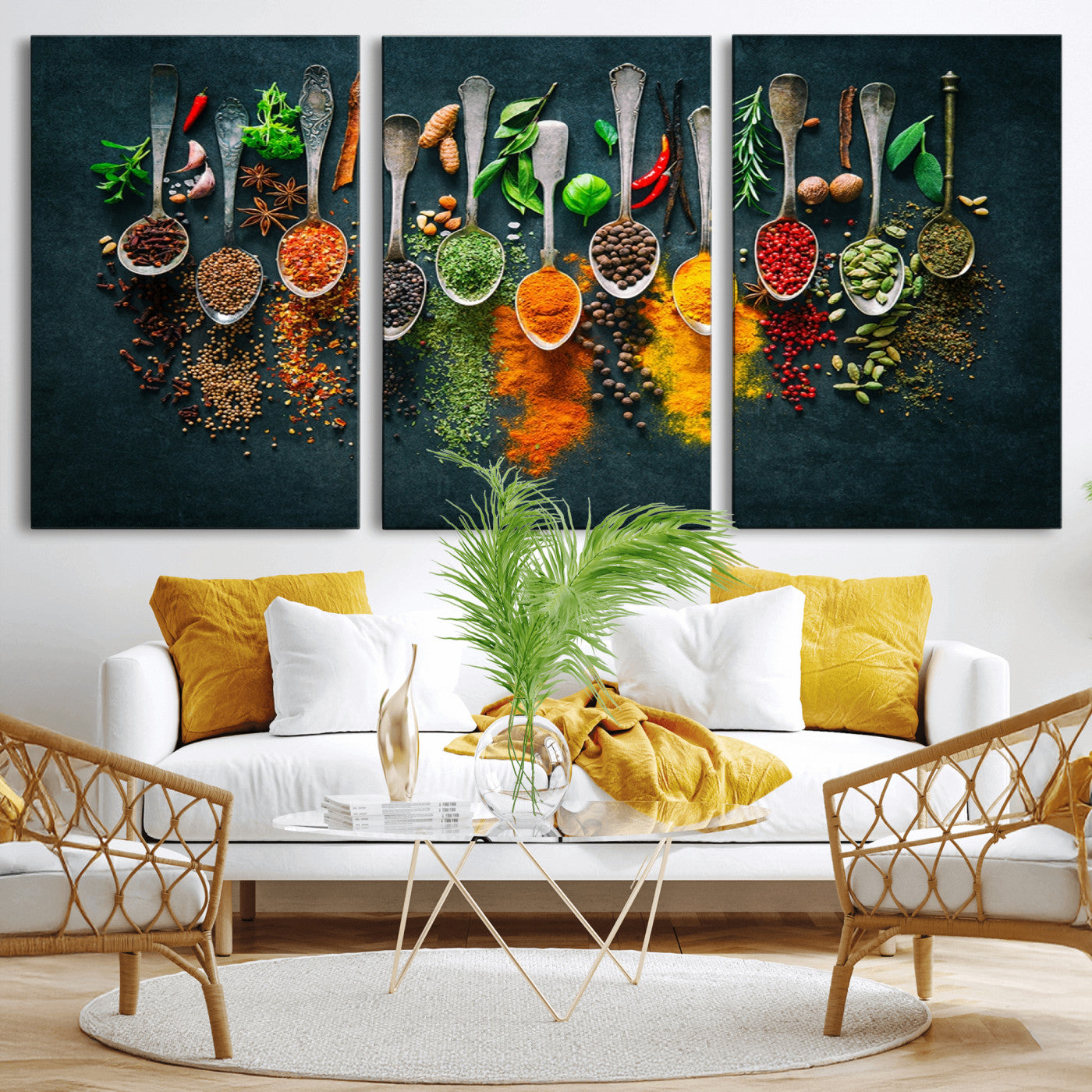 MGV-CV-60X30-3P - Herbs and Spices Kitchen Wall Art Canvas Print