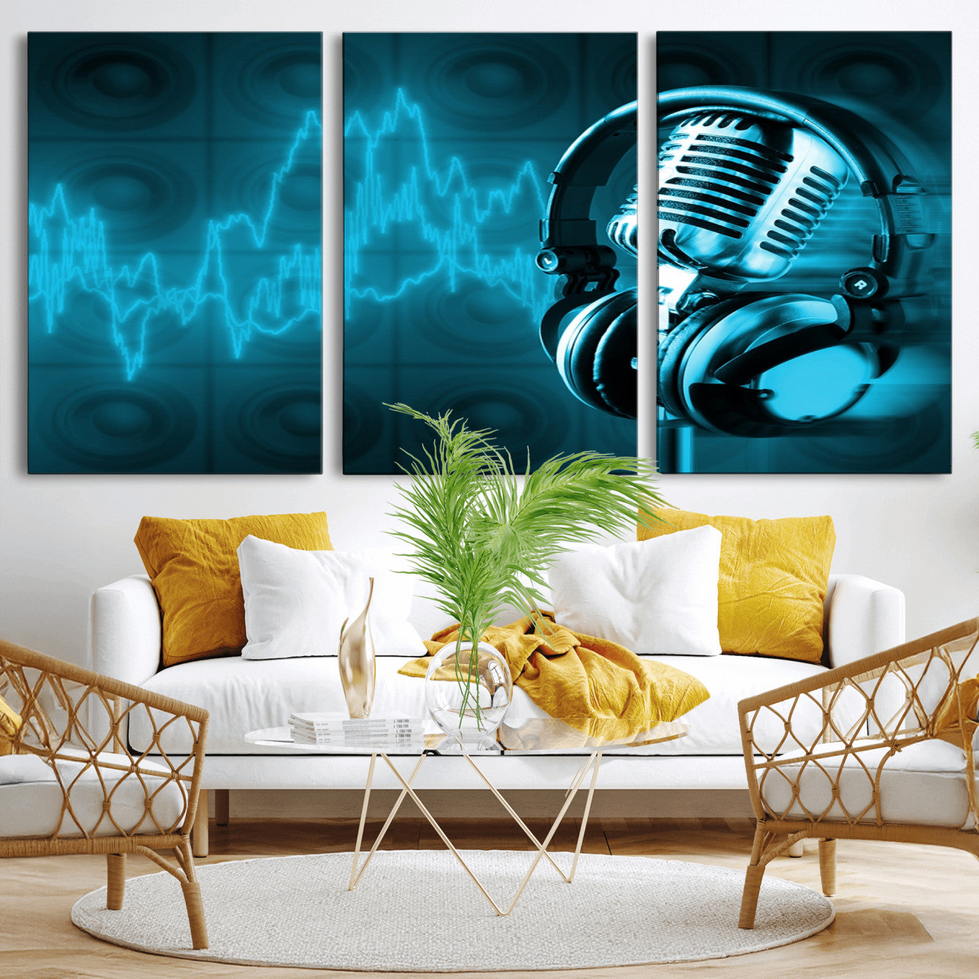 MGV-CV-60X30-3P - Music and Microphone Wall Art Canvas Print