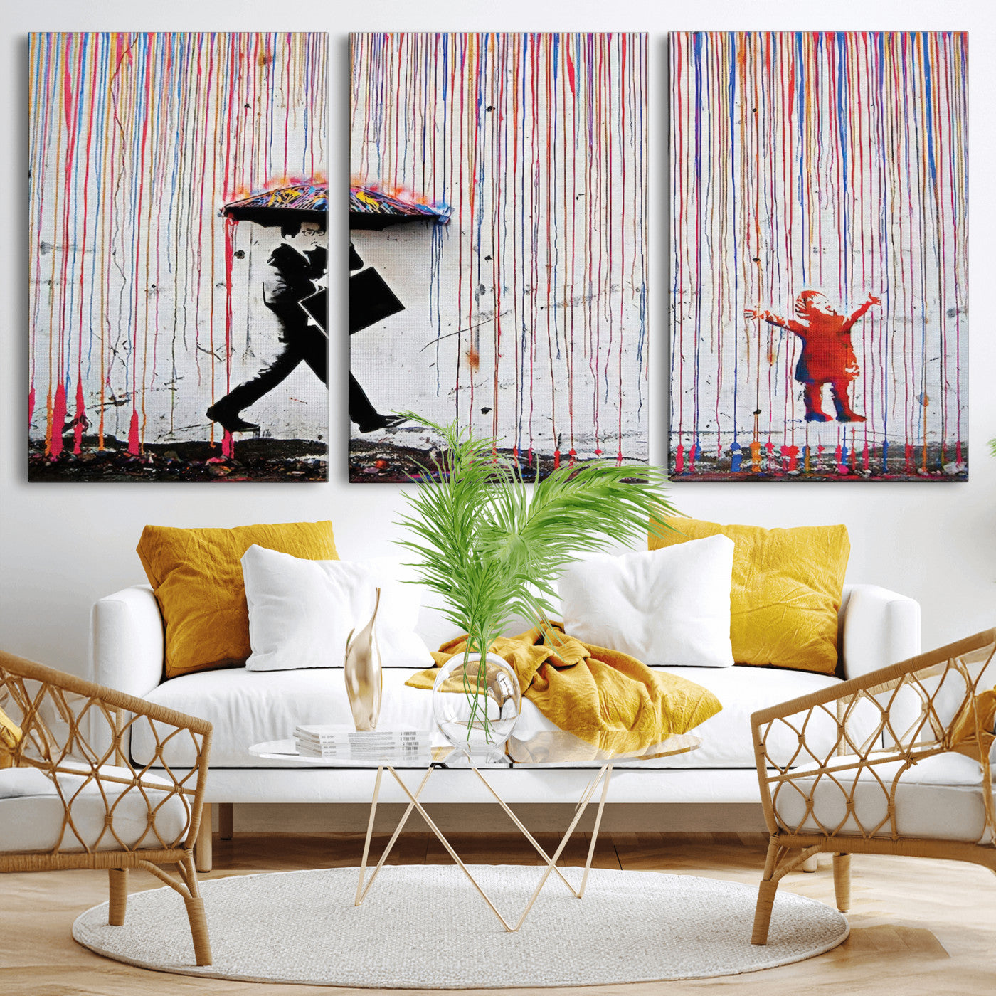 MGV-CV-60X30-3P - Banksy Wall Art Canvas Print, Framed Graffiti Art Picture Print, Banksy Urban Graffiti Perfect Modern Decor Artwork