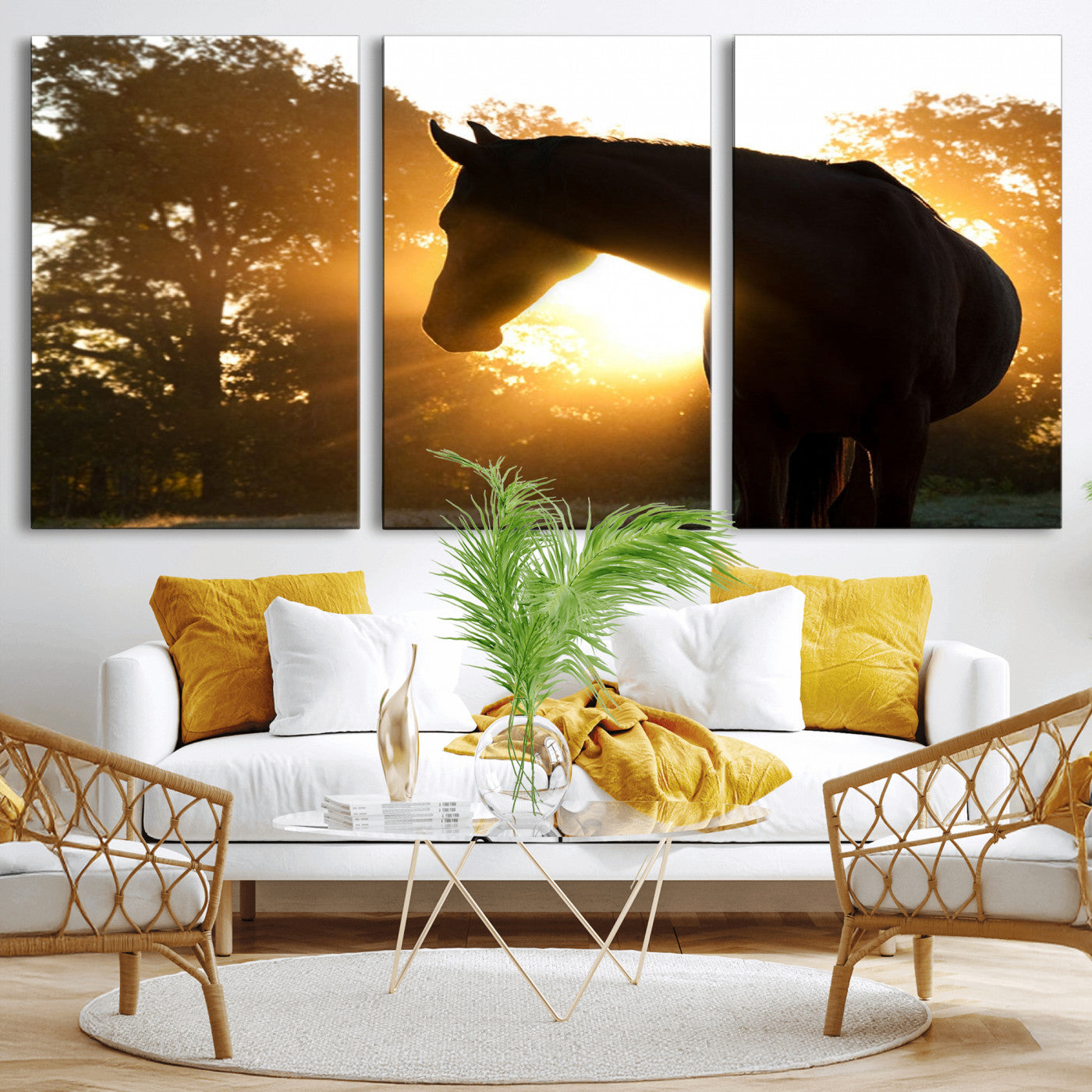 MGV-CV-60X30-3P - Horse at Sunset Wall Art Animal Canvas Print