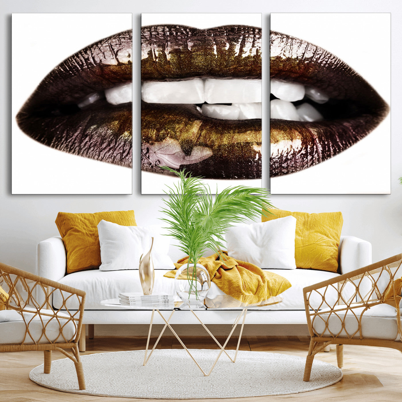 67580-MGV-CV-36X24-Close Up Lips Wall Art Canvas Print