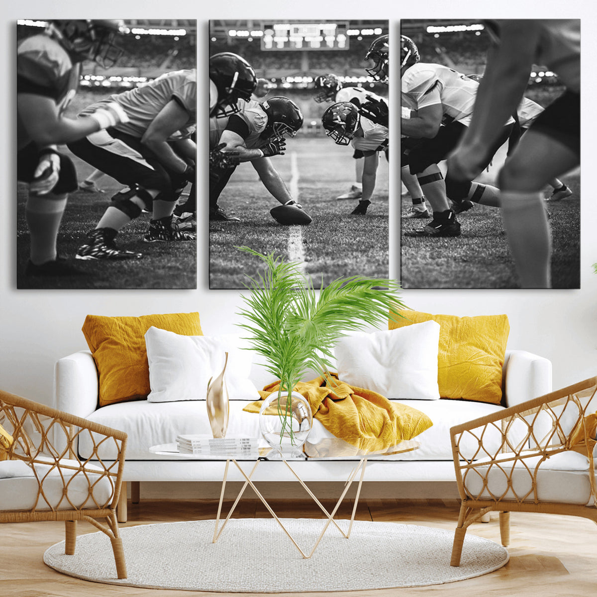 13273-MGV-CV-36X24 - American Football Wall Art Canvas Print Framed Stadium Sport