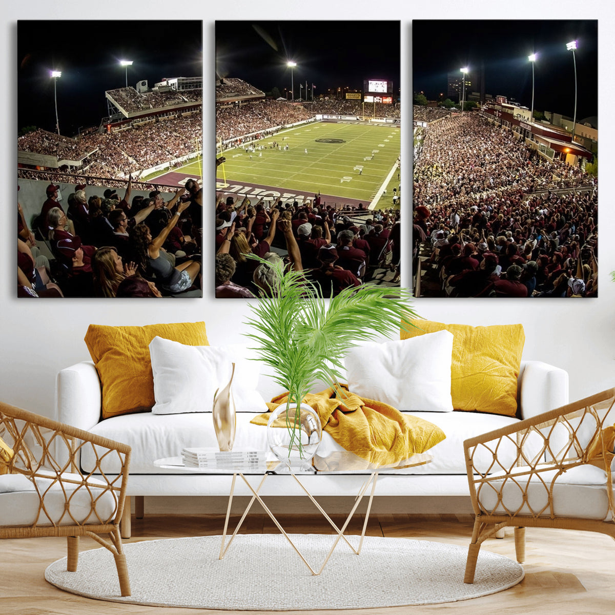 94126-MGV-CV-36X24 - Washington-Grizzly Stadium Canvas Wall Art | Exciting Game Night Atmosphere in Panoramic View