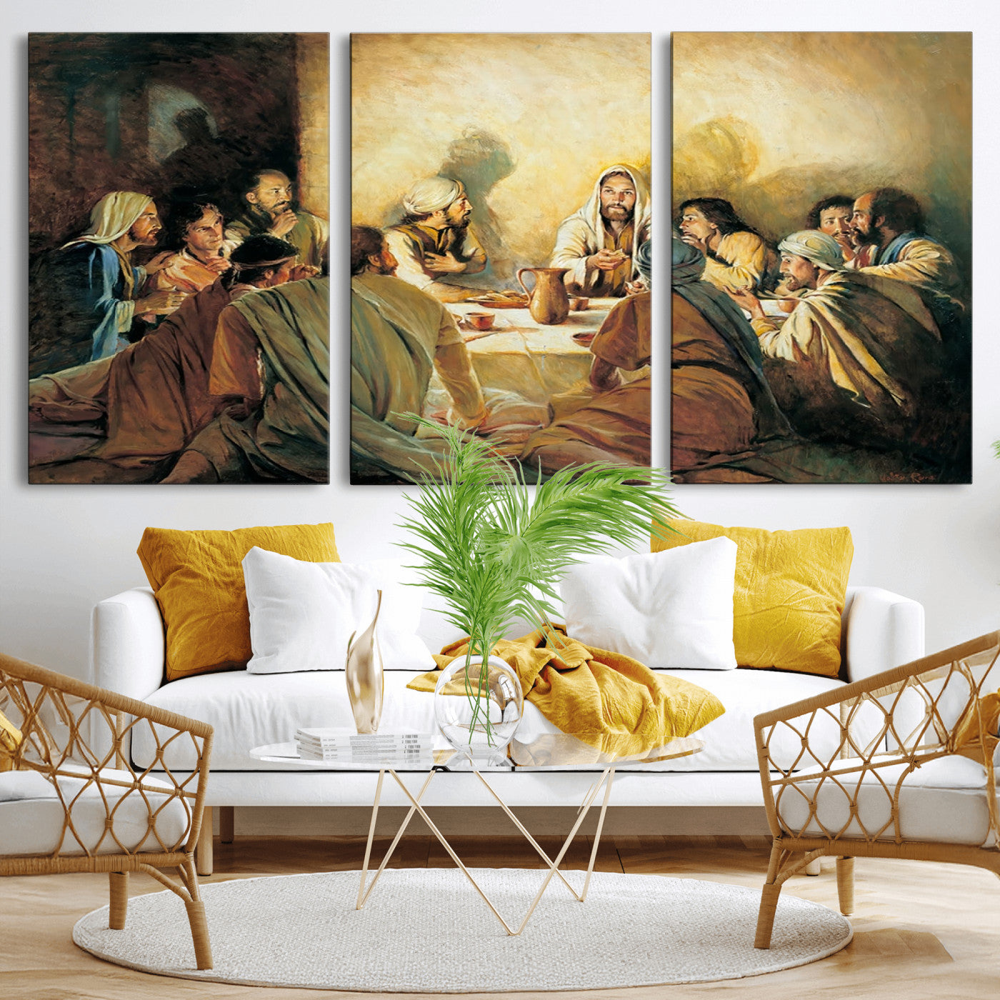 MGV-CV-60X30-3P - Last Supper Wall Art Canvas Print, Framed Jesus Painting Art Picture Print, Moderne Bibel Perfect Traditional/Religious Decor Artwork