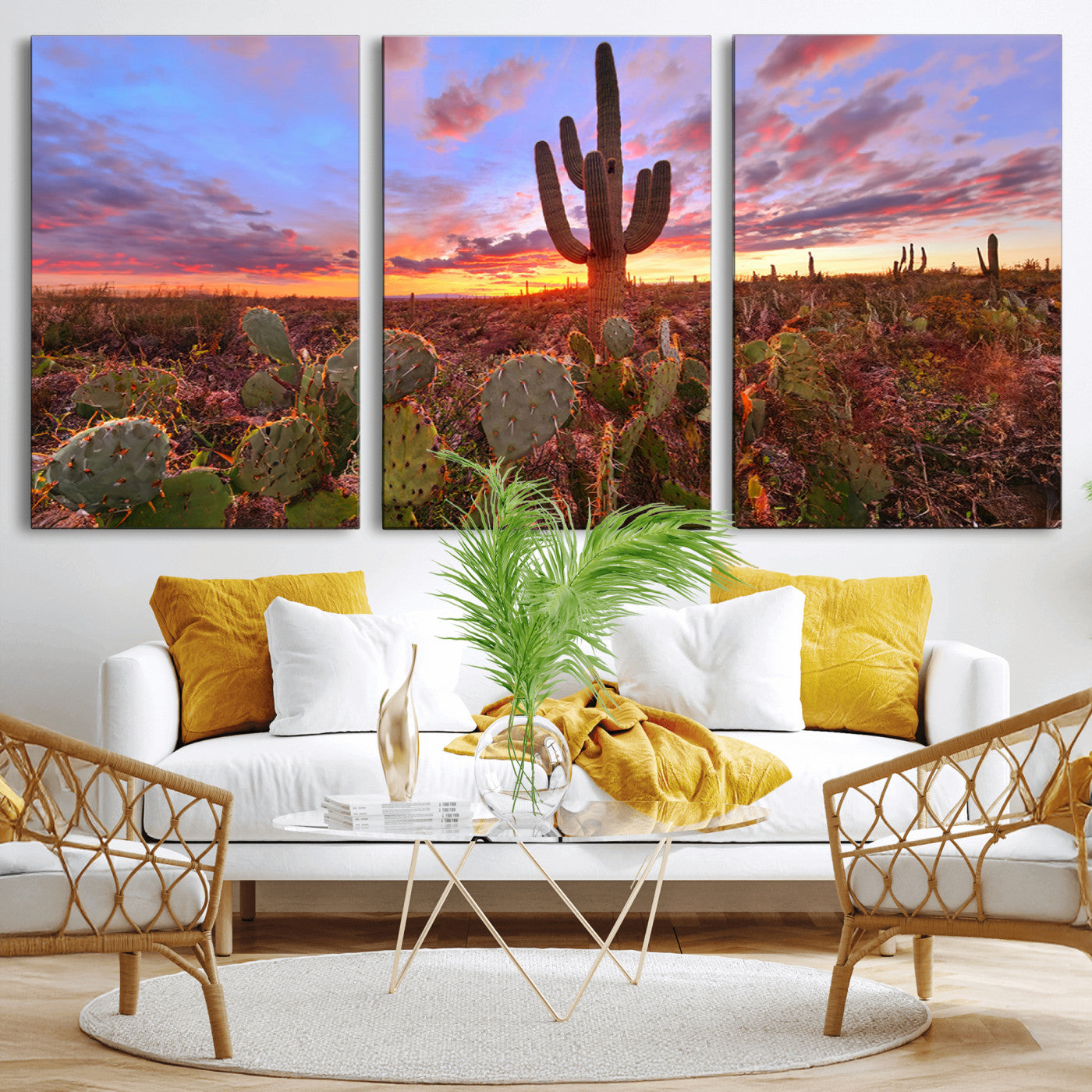 MGV-CV-60X30-3P - Arizona Desert Sunset Wall Art Canvas Print