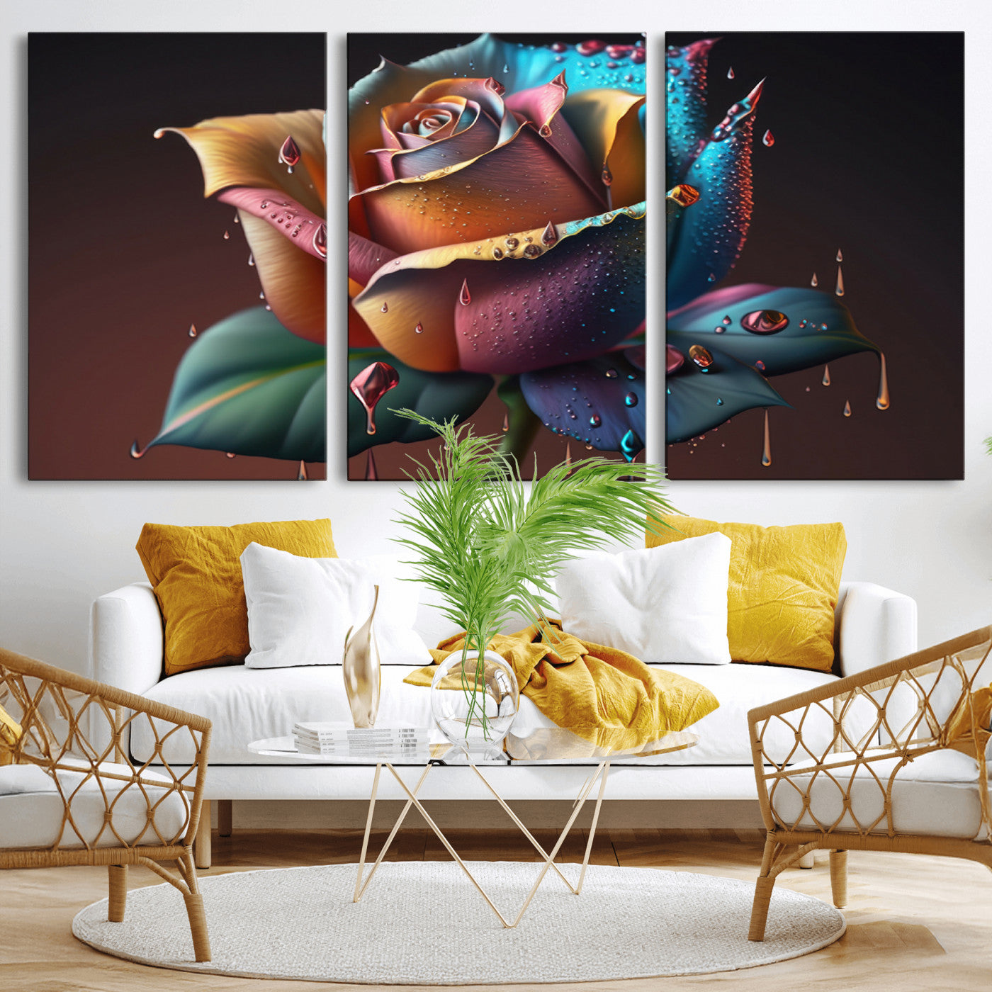 MGV-CV-60X30-3P - Abstract Rose Wall Art Canvas Print