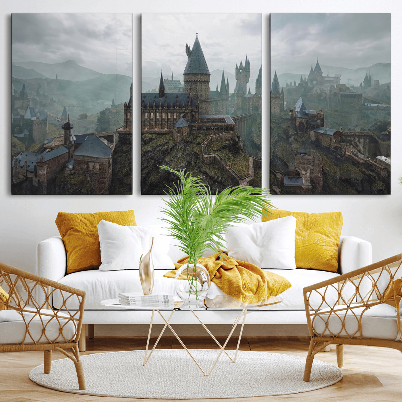 MGV-CV-60X30-3P - Disney Castle Wall Art Canvas Print, Living Kids Home Room Decor Art Print
