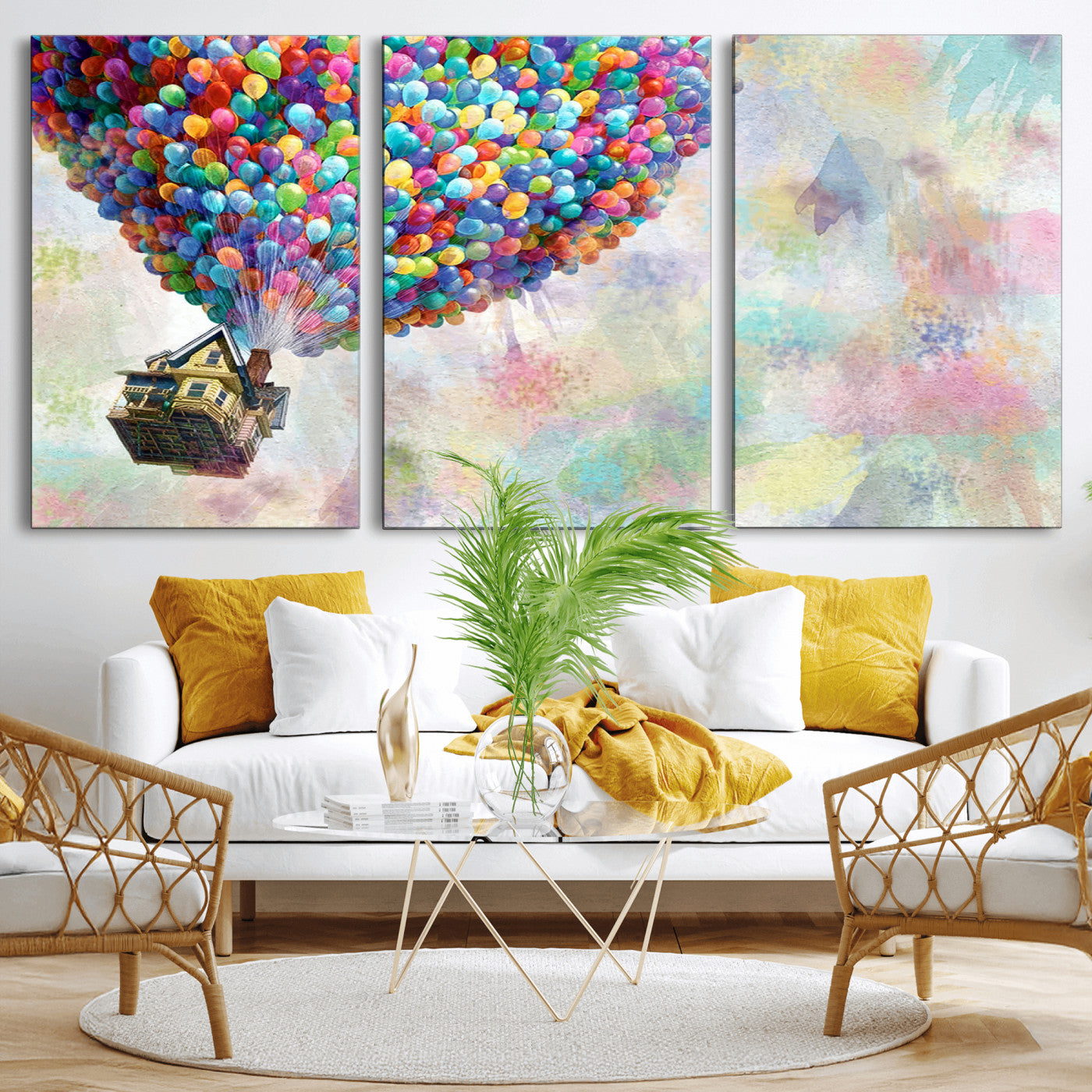 MGV-CV-60X30-3P - Up Pixar Poster, Look Up Pixar Wall Art, Up Pixar Canvas, Kids Play Game Room Decor Wall Art