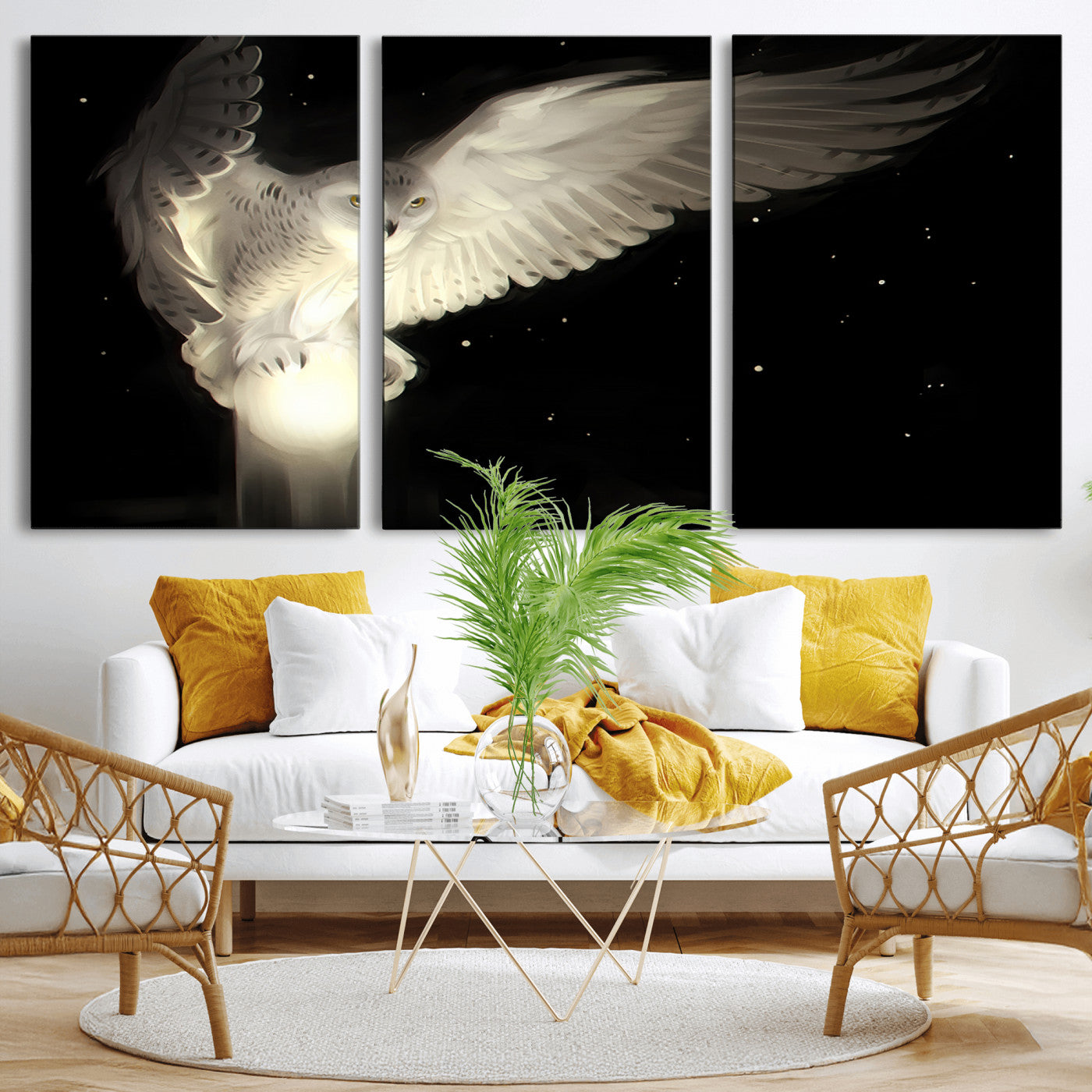 MGV-CV-60X30-3P - Night Owl Art -  Illuminating the Darkness – Unique Animal-Inspired Wall Art for Modern Decor |
