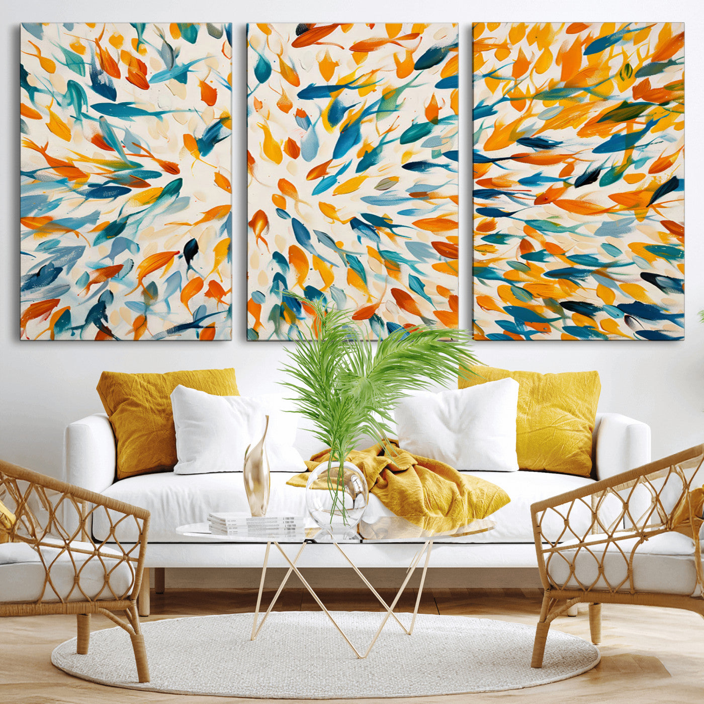 -Colorful Fish Wall Art Print – Abstract Ocean-Inspired Wall Art for Modern Spaces | Framed Canvas,