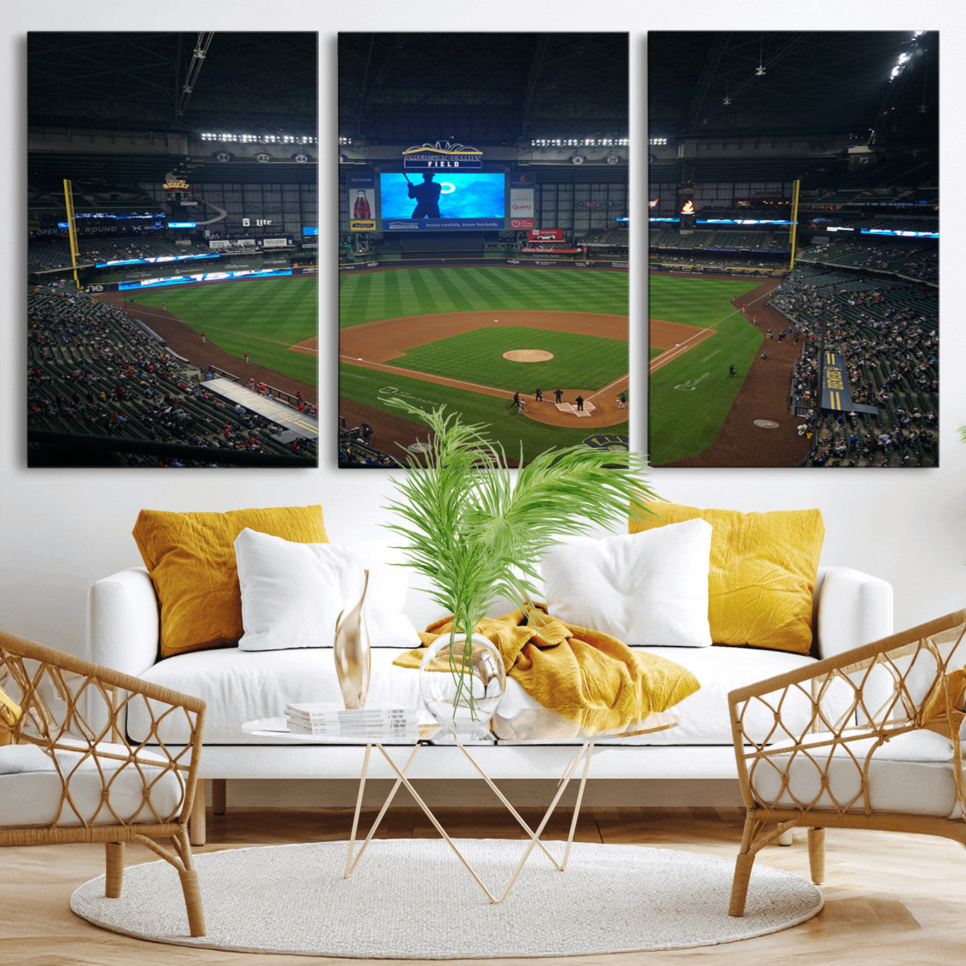 MGV-CV-60X30-3P - Milwaukee Brewers Baseball Art Print - American Family Field Stadium Wall Art Canvas Print